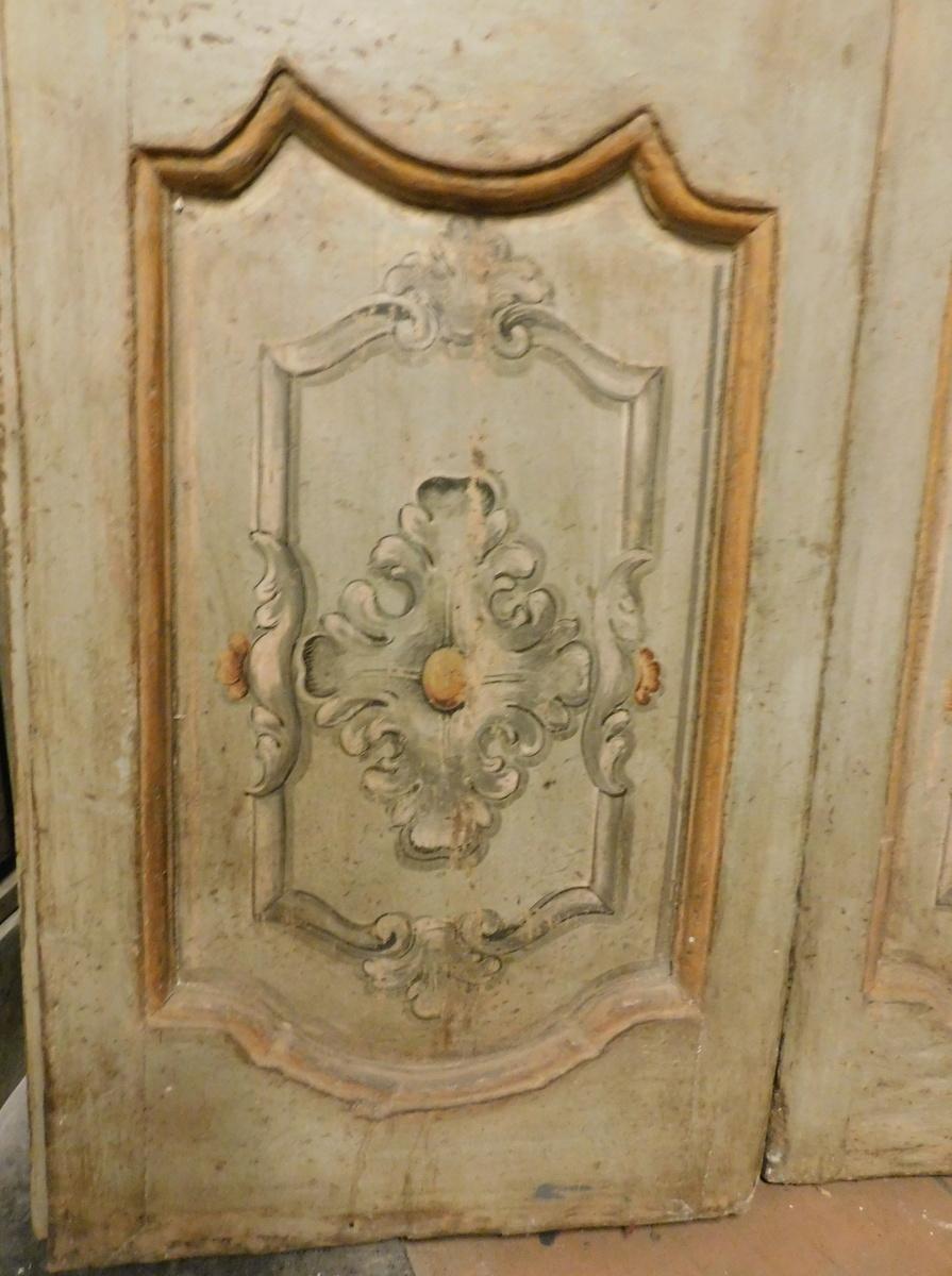 Double wing door, carved and painted in the panel, '700 Italy For Sale 1