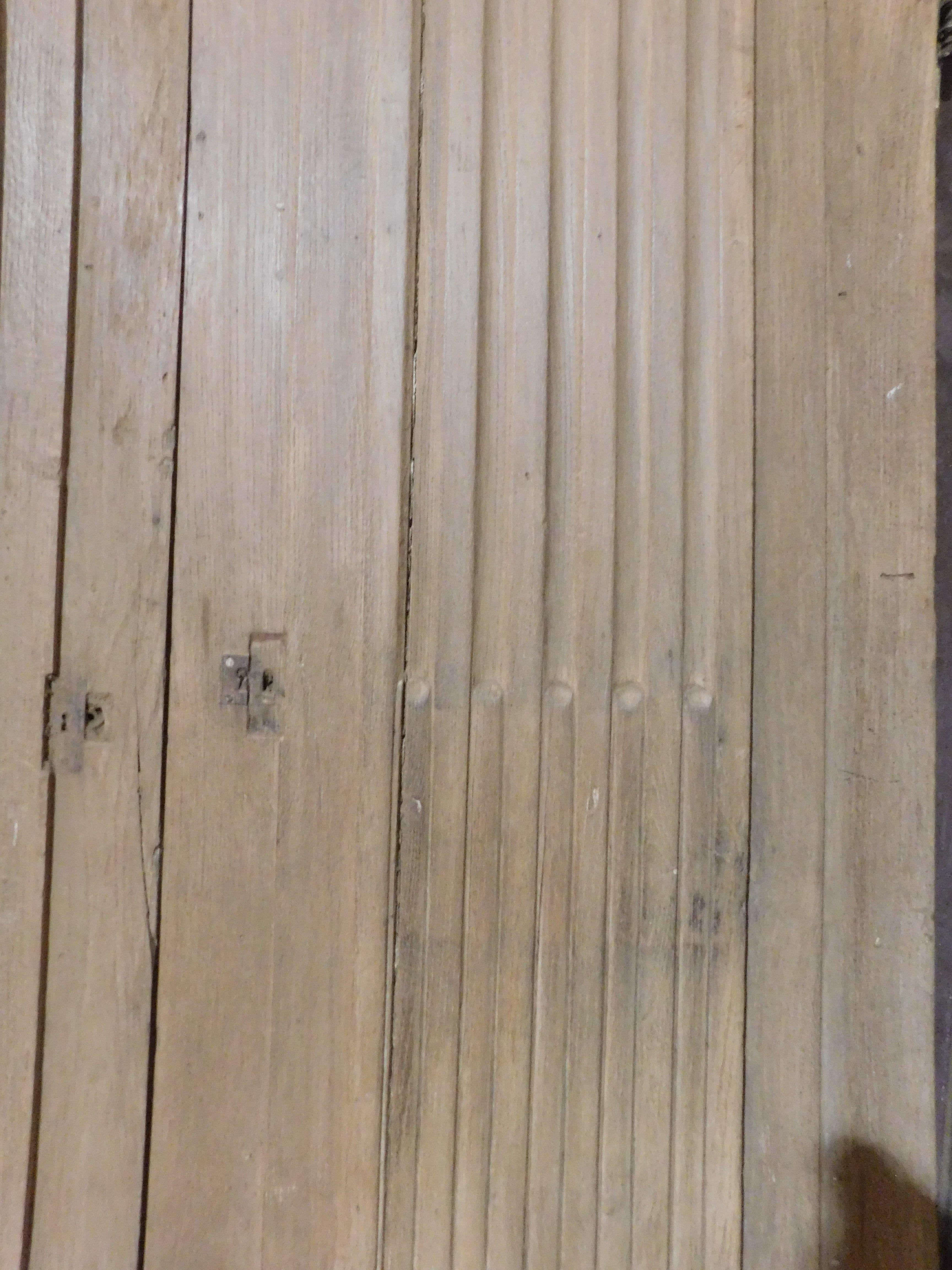 XIXe siècle Porte à double battant en Wood Wood Oak, rayée, Italie en vente