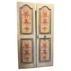 Double-wing interior door, in richly painted wood, Italy
