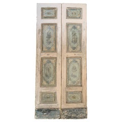 Porte intérieure à double aile, peinte en blanc et bleu, Italie, XVIIIe siècle