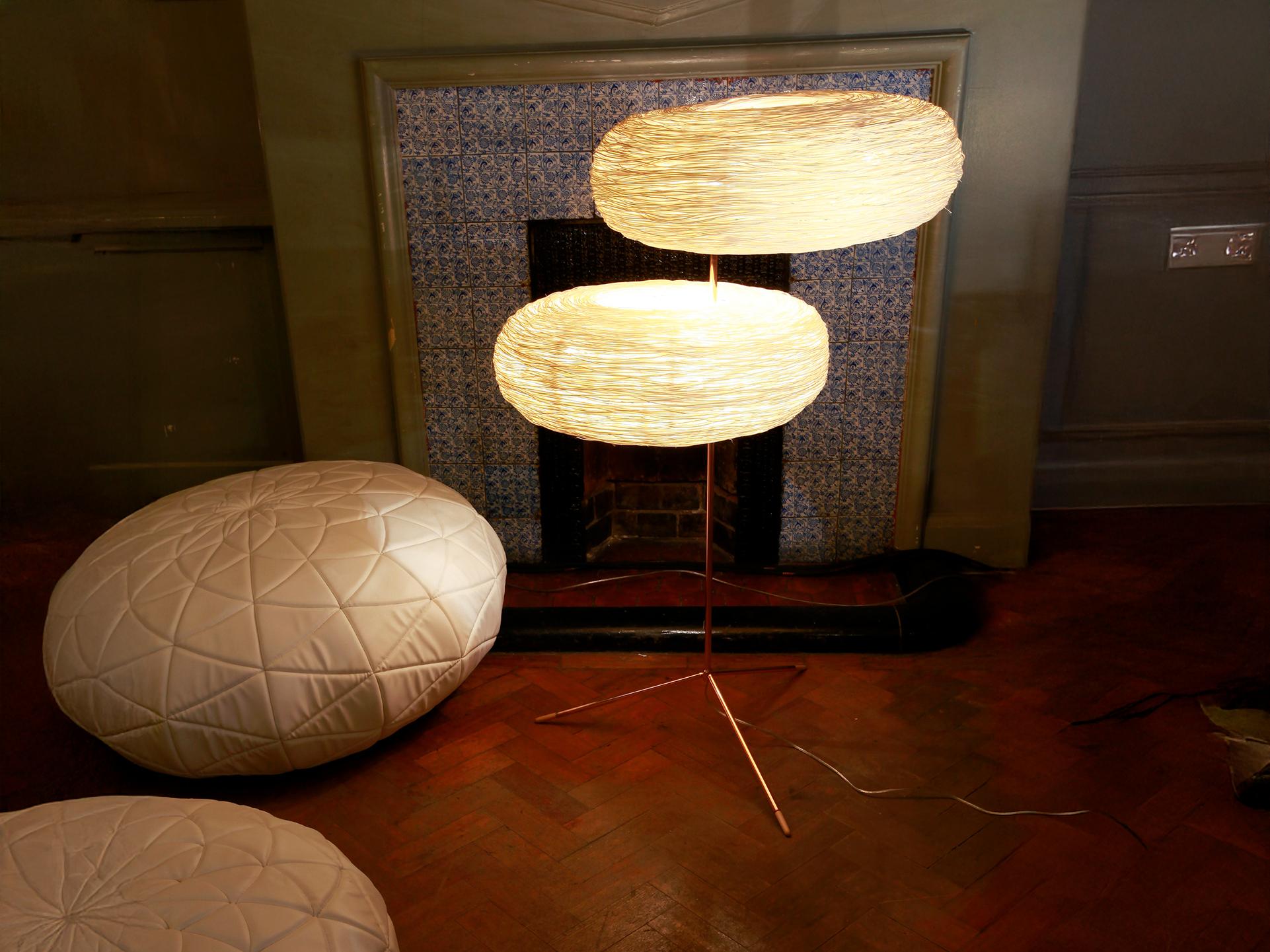 Double World by Ango – Hand-Woven Rattan Sculptural Floor Lamp (Organic Modern) For Sale 6