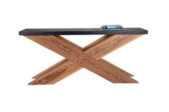 Table console double X avec plateau en pierre
