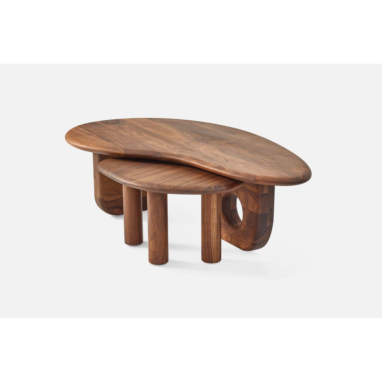 Fait main Double table basse Zilan par Contemporary Ecowood en vente
