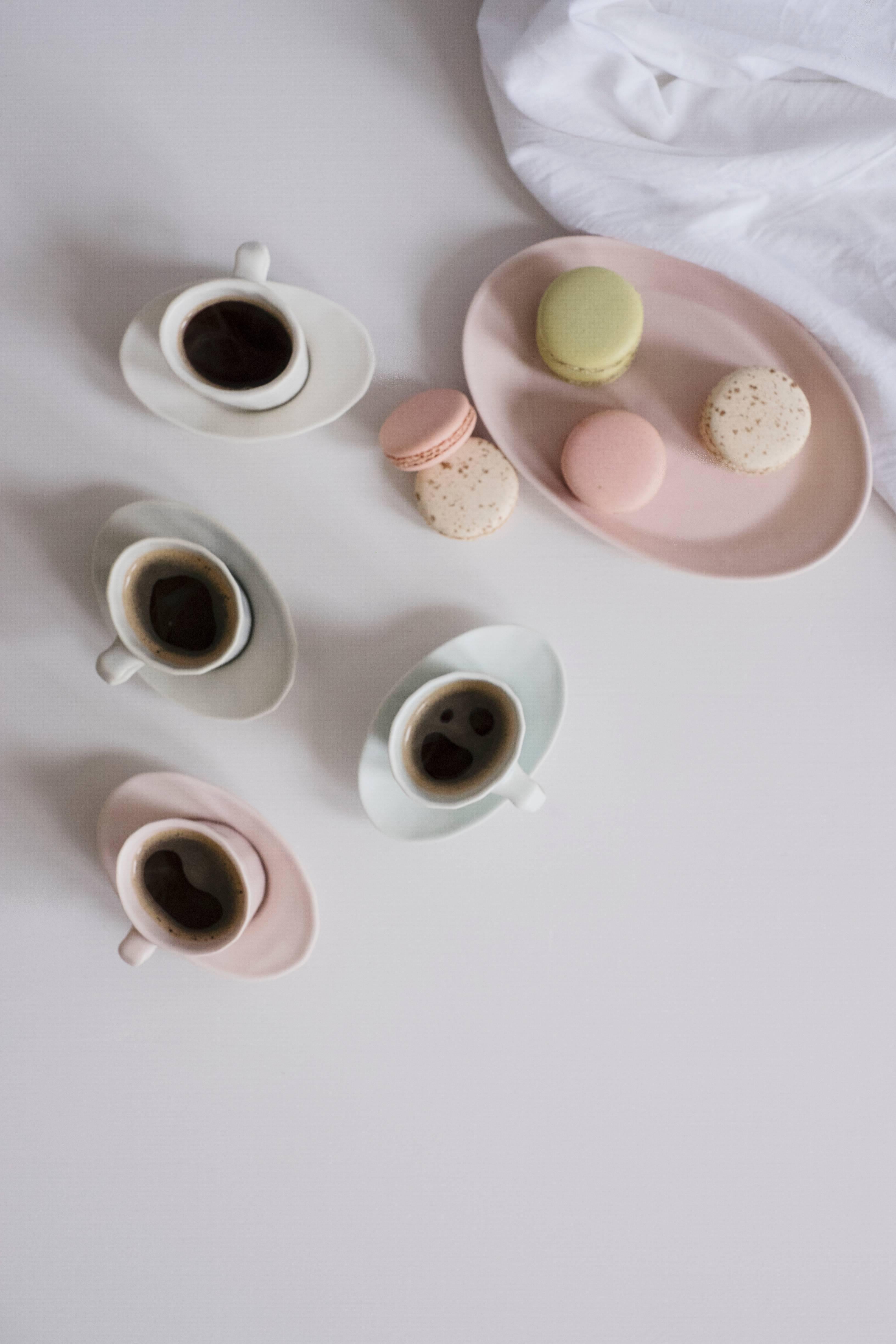 Doubleshot Espresso Cup and Saucer Set of Four Contemporary Glazed Porcelain 9