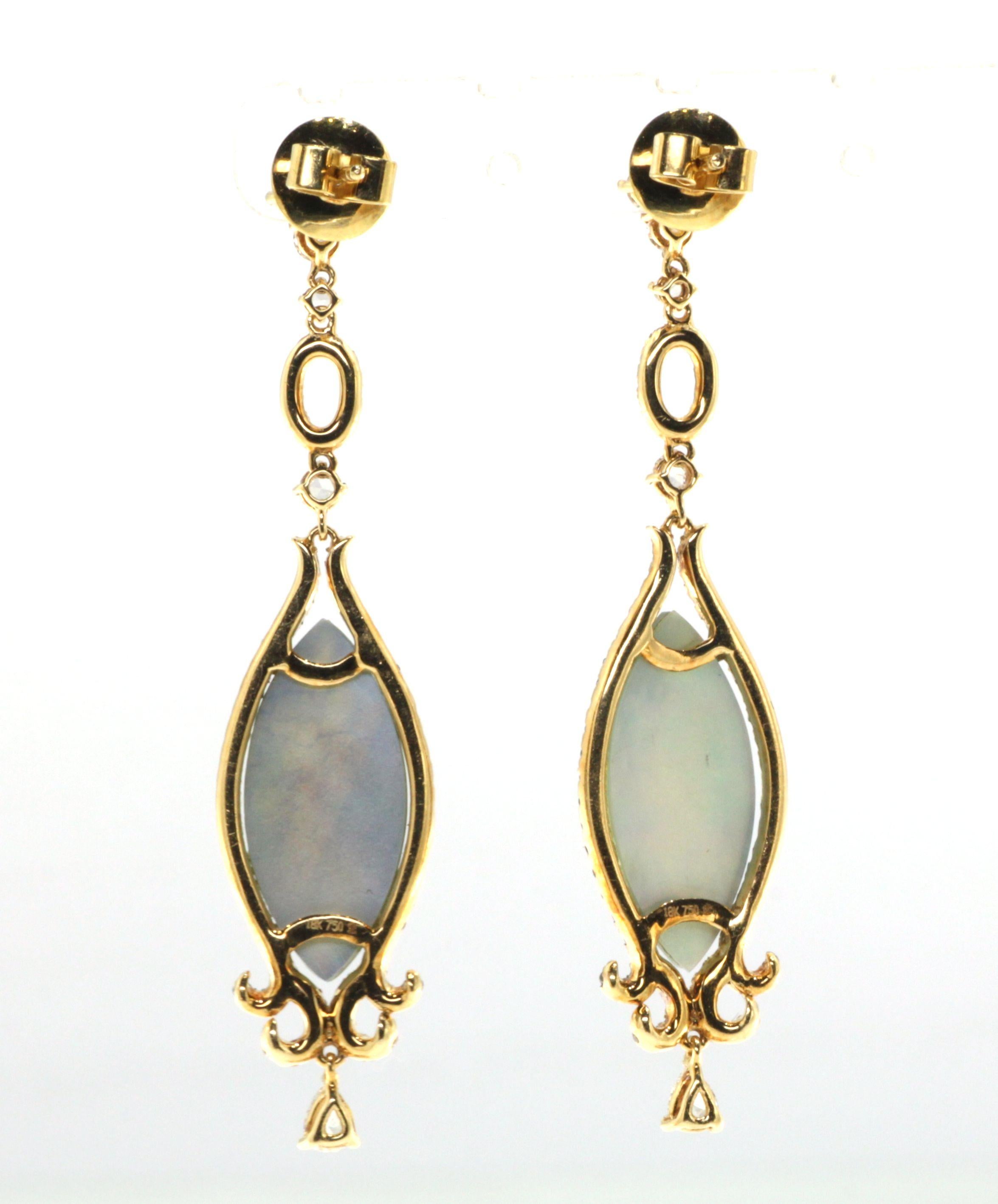 Vintage-Ohrring mit 9,57 Karat Turmalin und Bergkristall-Diamant, 18 Karat (Art déco) im Angebot