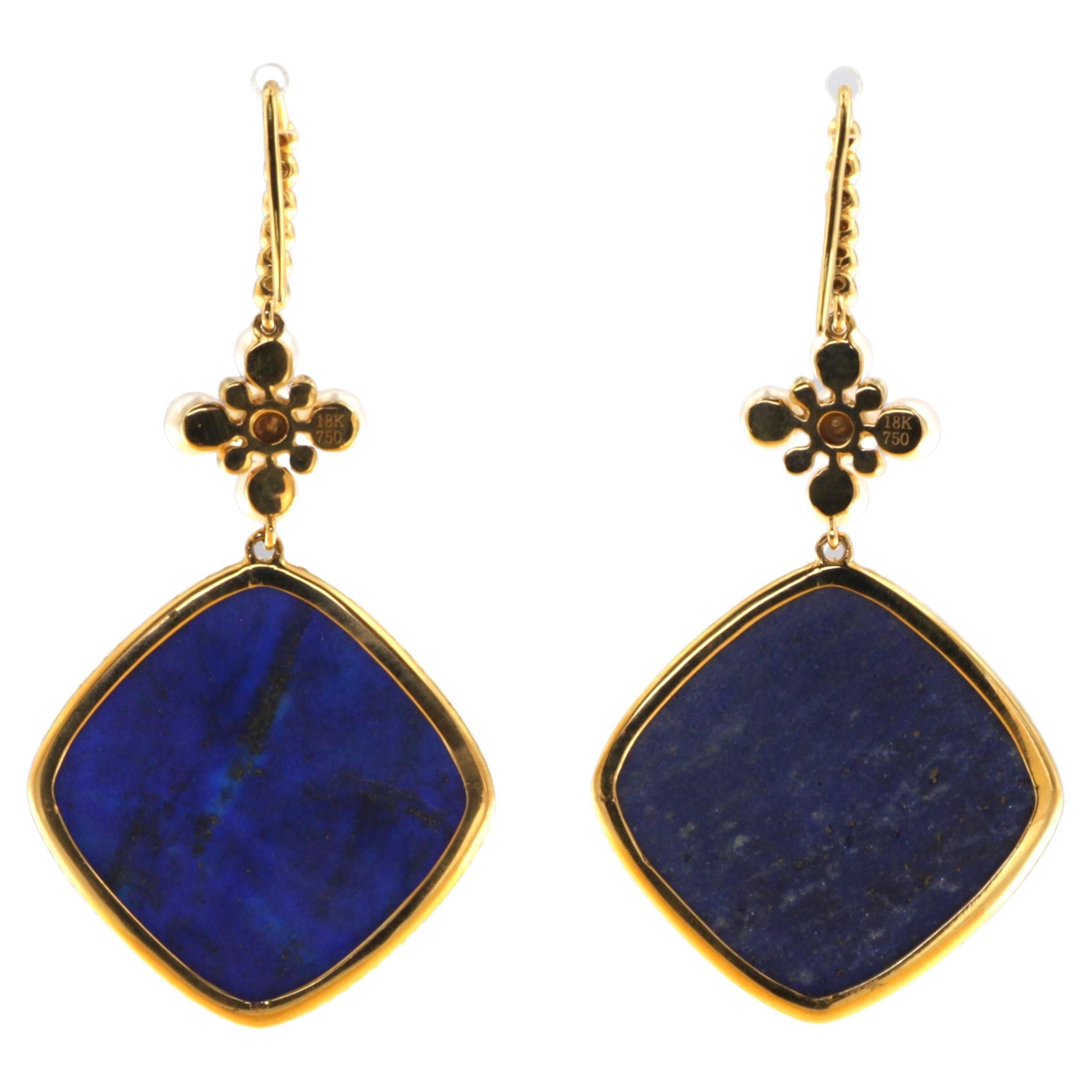 Sliced to display their natural variations in character.
Lapis Lazuli slices are topped with clear faceted rock crystal.
The earrings are set in 18K Yellow Gold.
10 fresh water pearl dimensions range from 3-4.5mm.
There are 22.40ct in Turquoise And