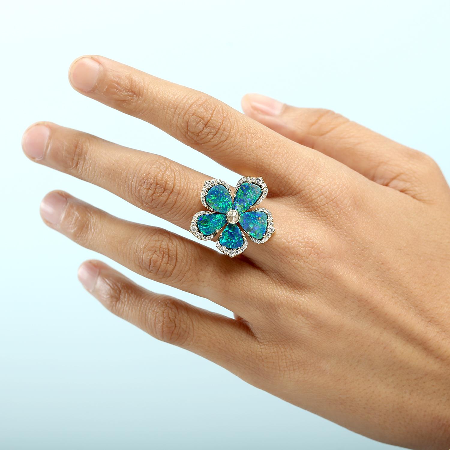 14KT:5.811g,D:0.55ct, Opal:4.52ct, US-7