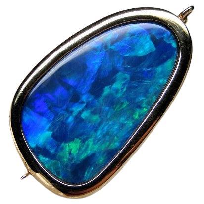 Doublet Opal Gelbgold-Armband Tiefblau Natürlicher australischer Edelstein Meerjungfrau Stil im Angebot