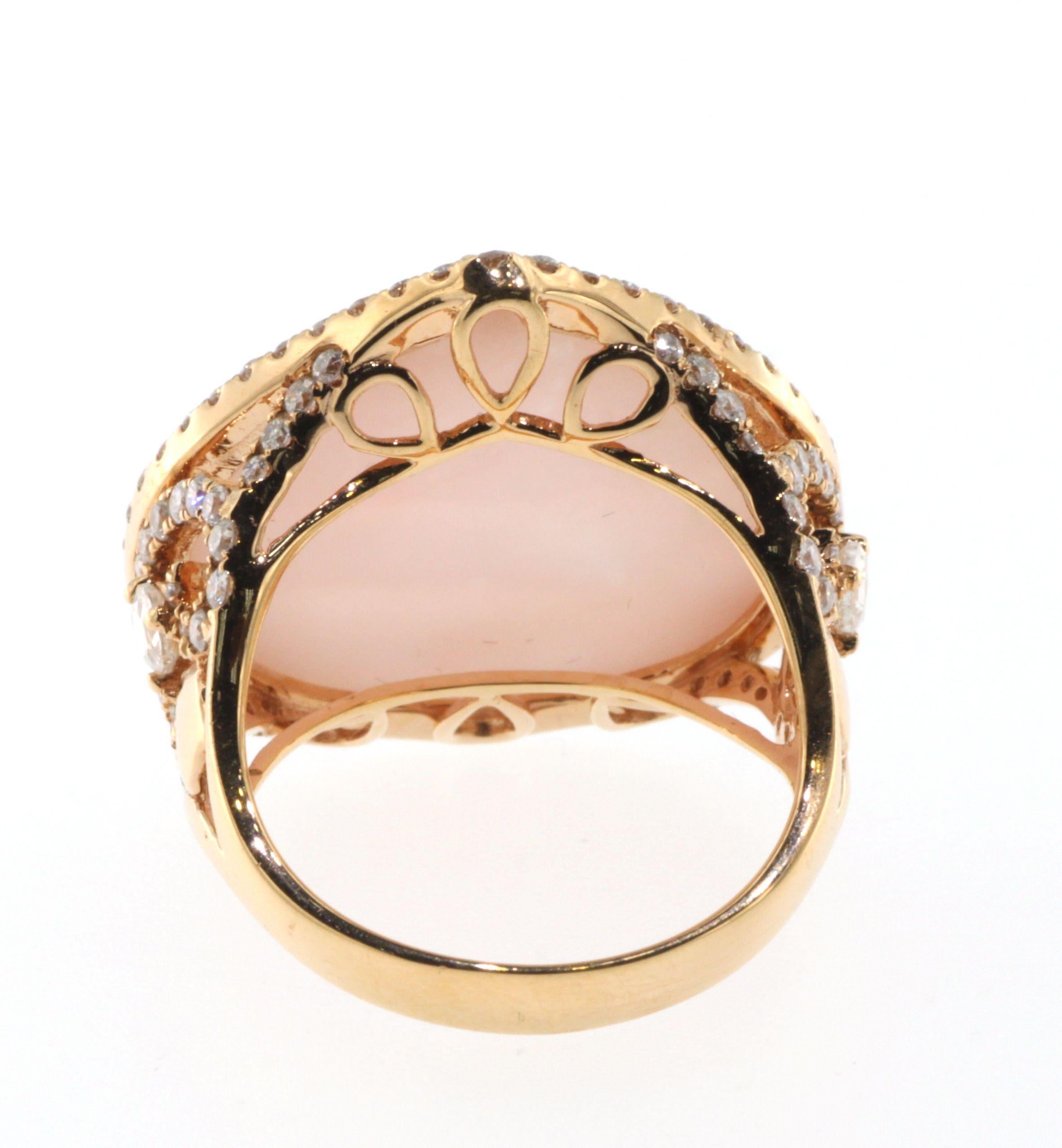 Anello vintage con diamante e opale rosa doppio di 13,19ct in oro rosa 18 carati In condizioni Nuovo in vendita a Hong Kong, HK