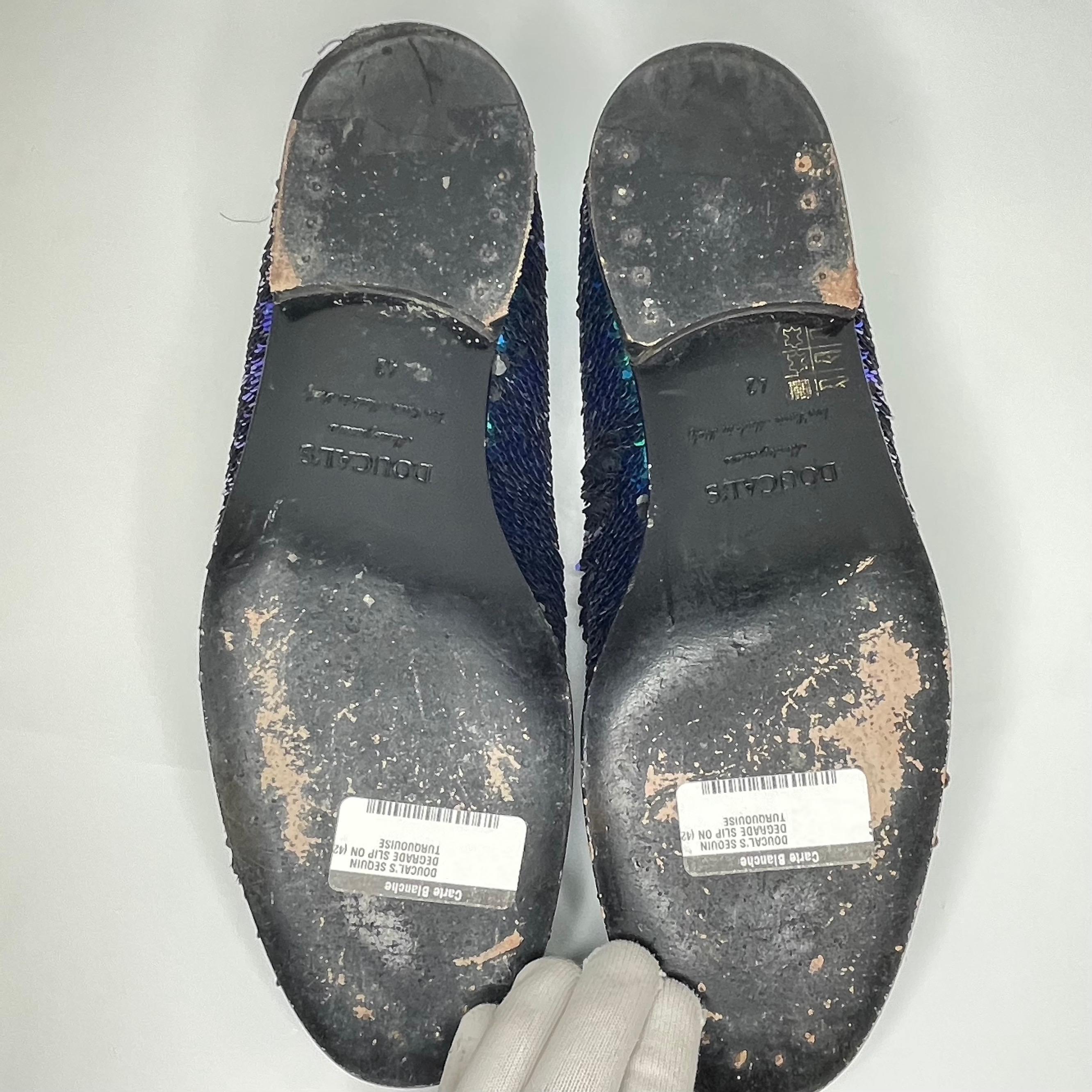 Doucal’s Sequin Turquouise Degrade Slip On (42 EU) Mens In Good Condition For Sale In Montreal, Quebec