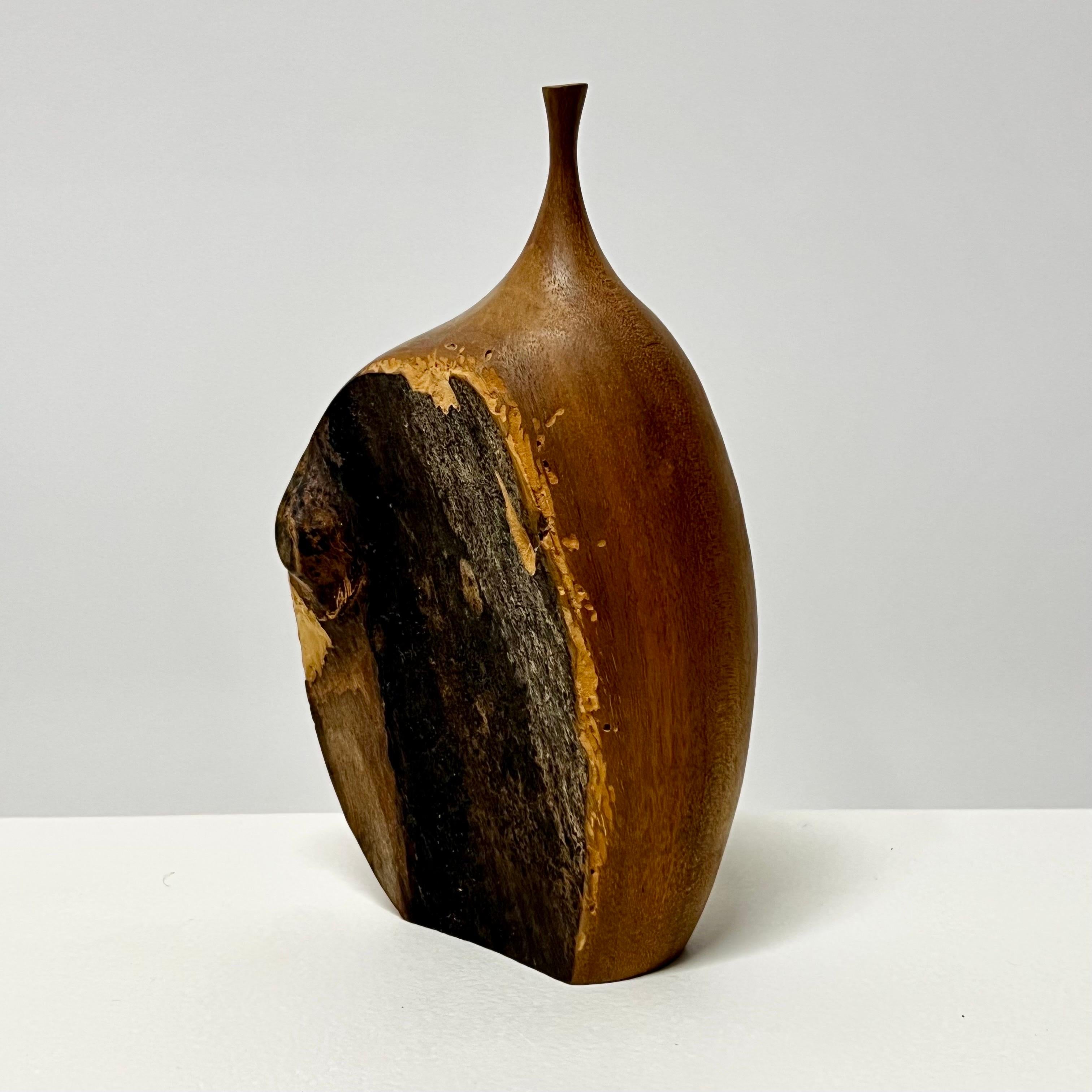Mid-Century Modern Doug Ayers Black Walnut Studio Live Edge Vase California For Sale