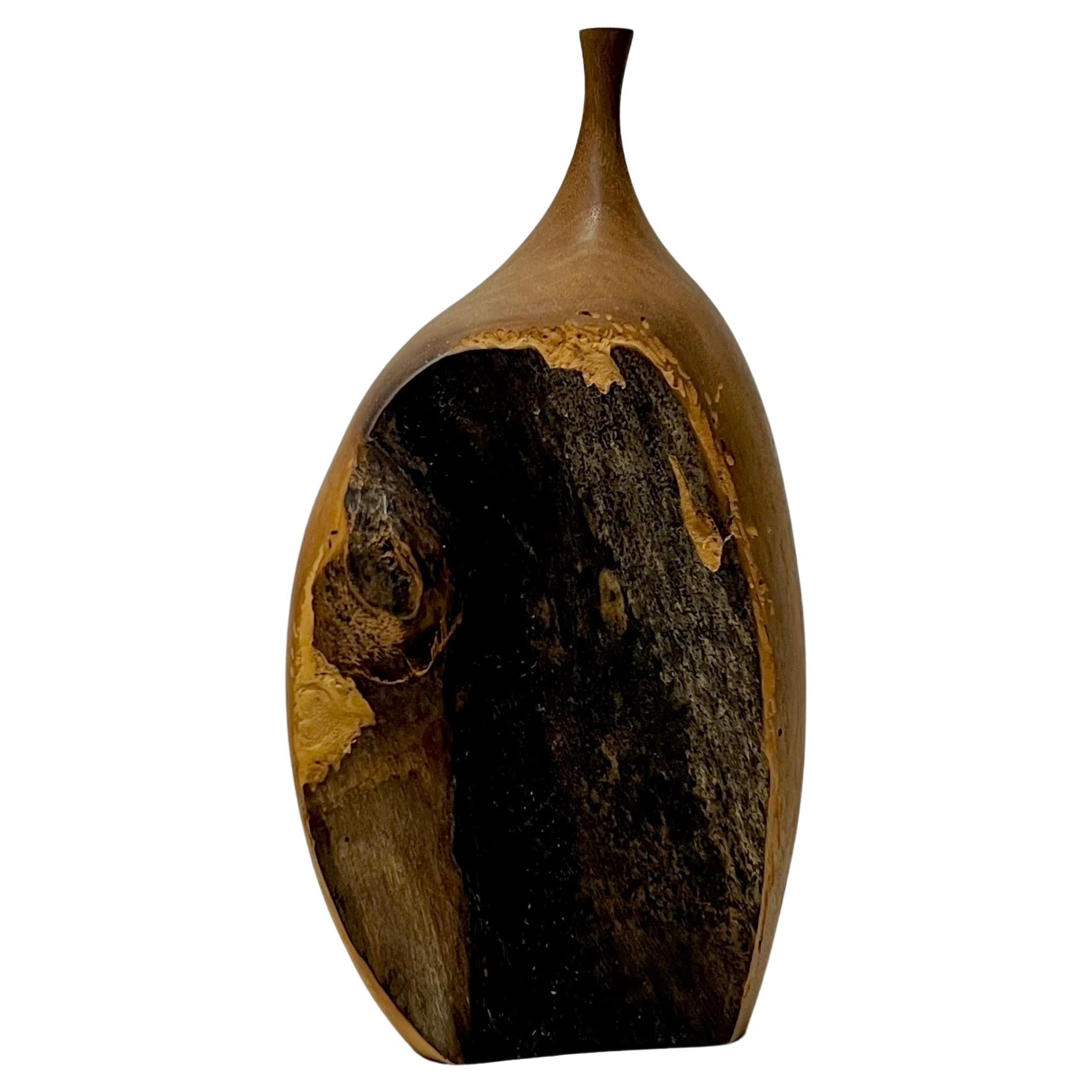 Doug Ayers Black Walnut Studio Live Edge Vase California For Sale