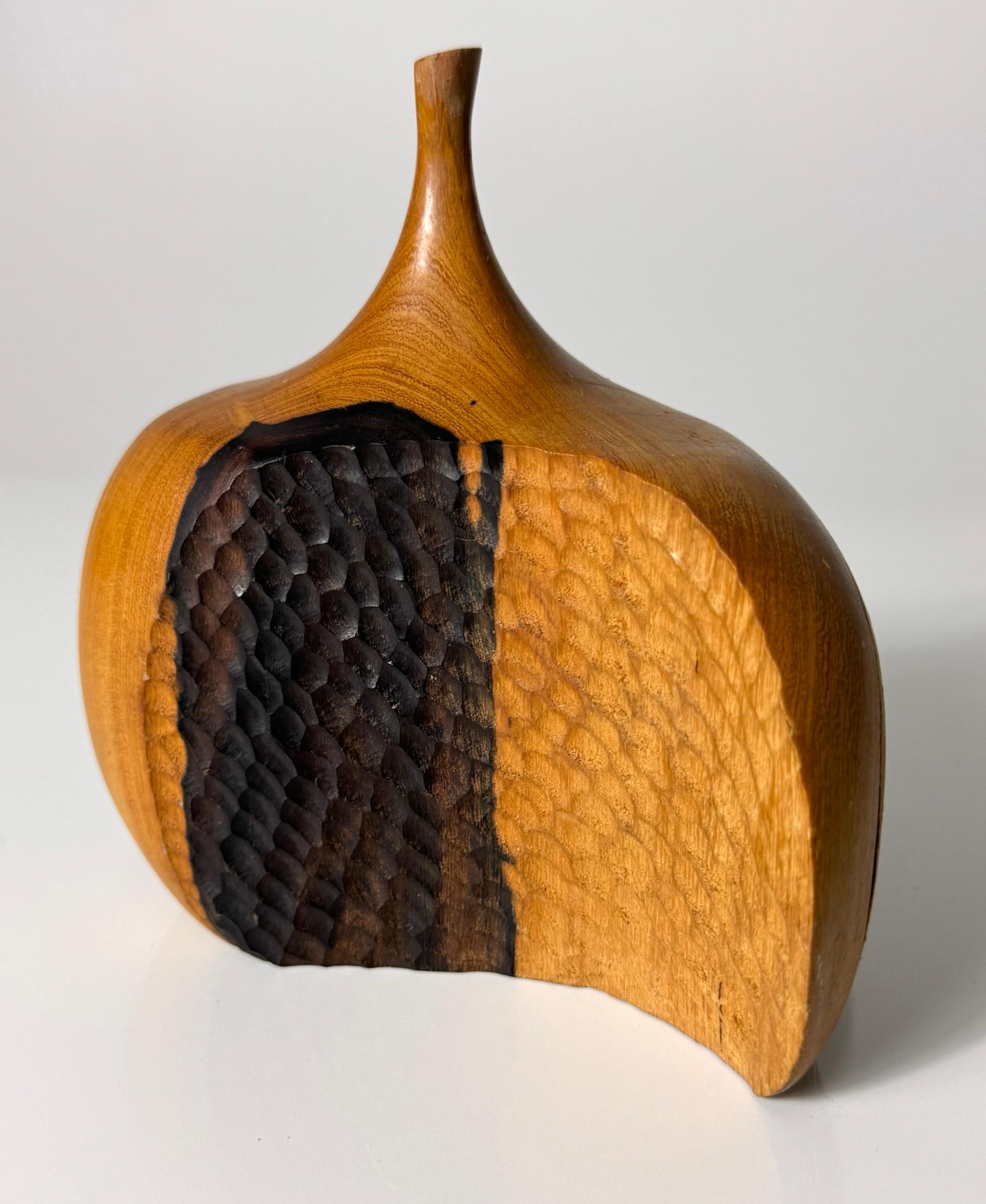 Doug Ayers Carved Ironwood Live Edge Vase Weedpot Vessel Sculpture 1970s For Sale 1