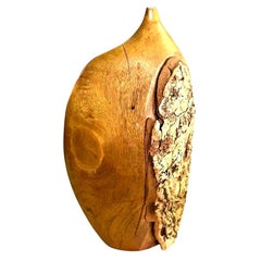 Doug Ayers Firmado Artista californiano Jarrón grande de madera orgánica torneada con hierbas