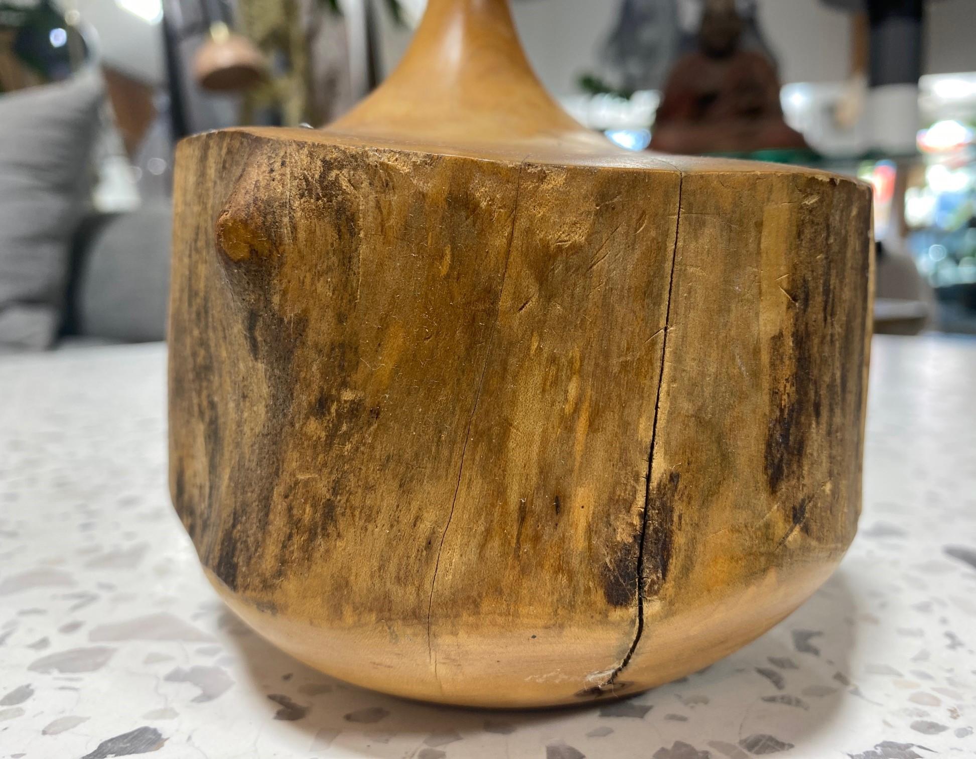 Doug Ayers Signed California Artist Midcentury Organic Wood Turned Vase Sculpure For Sale 3