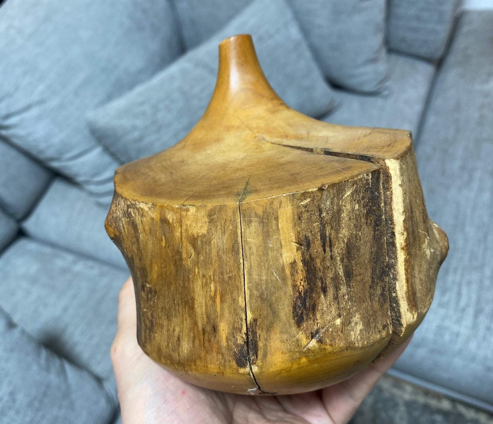 Doug Ayers Signed California Artist Midcentury Organic Wood Turned Vase Sculpure For Sale 5