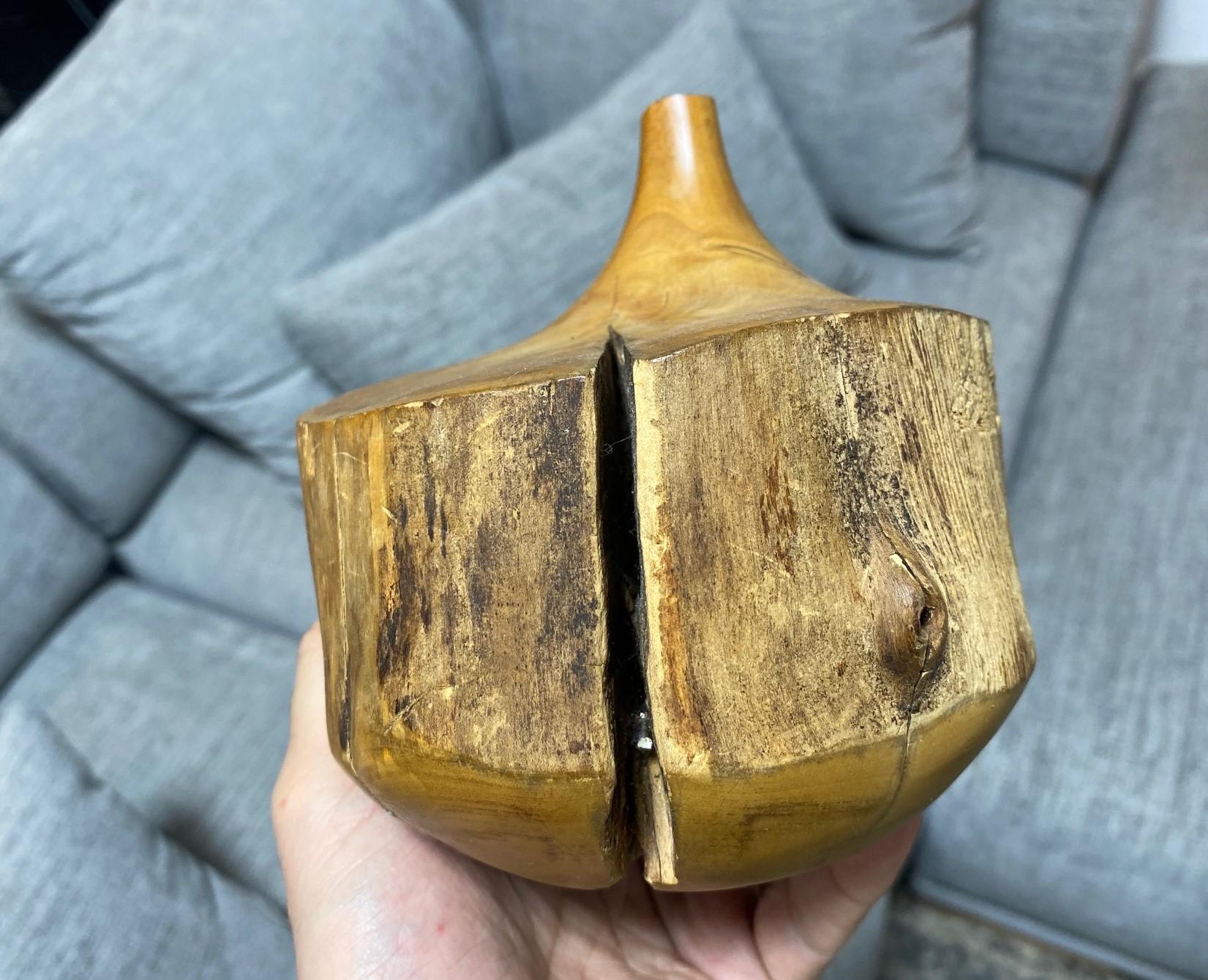 Doug Ayers Signed California Artist Midcentury Organic Wood Turned Vase Sculpure For Sale 6