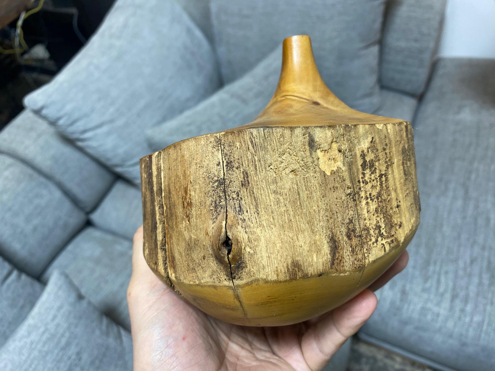 Doug Ayers Signed California Artist Midcentury Organic Wood Turned Vase Sculpure For Sale 7