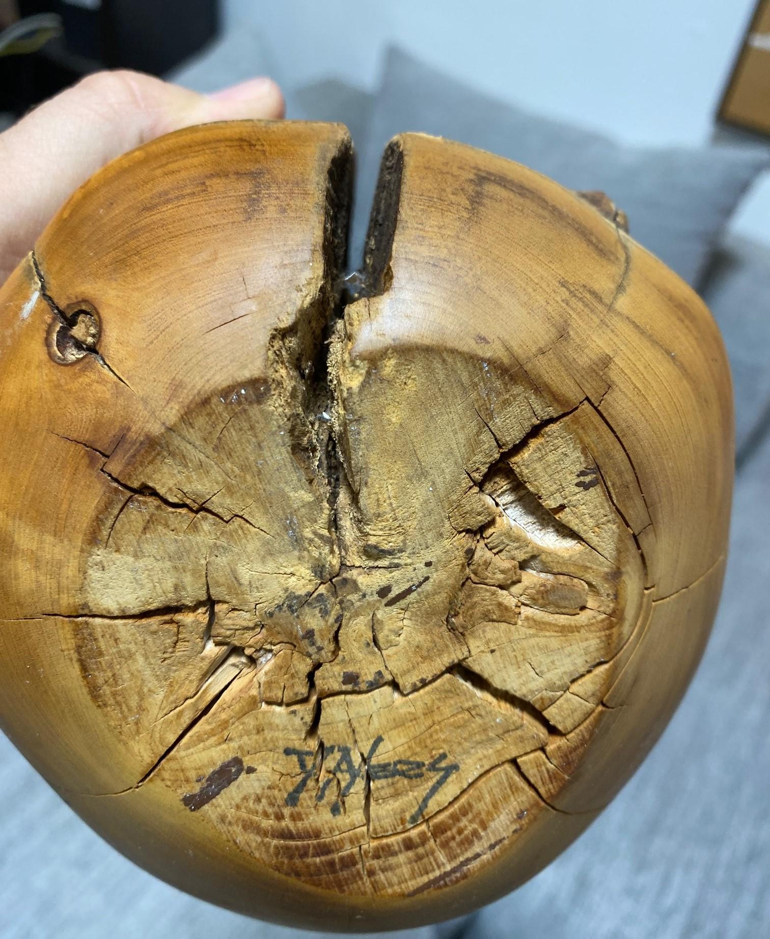Doug Ayers Signed California Artist Midcentury Organic Wood Turned Vase Sculpure For Sale 12
