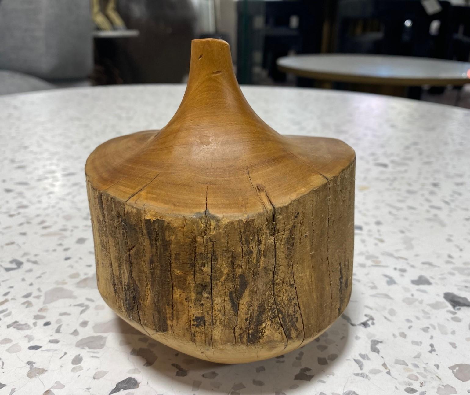 Mid-Century Modern Doug Ayers Signed California Artist Midcentury Organic Wood Turned Vase Sculpure For Sale