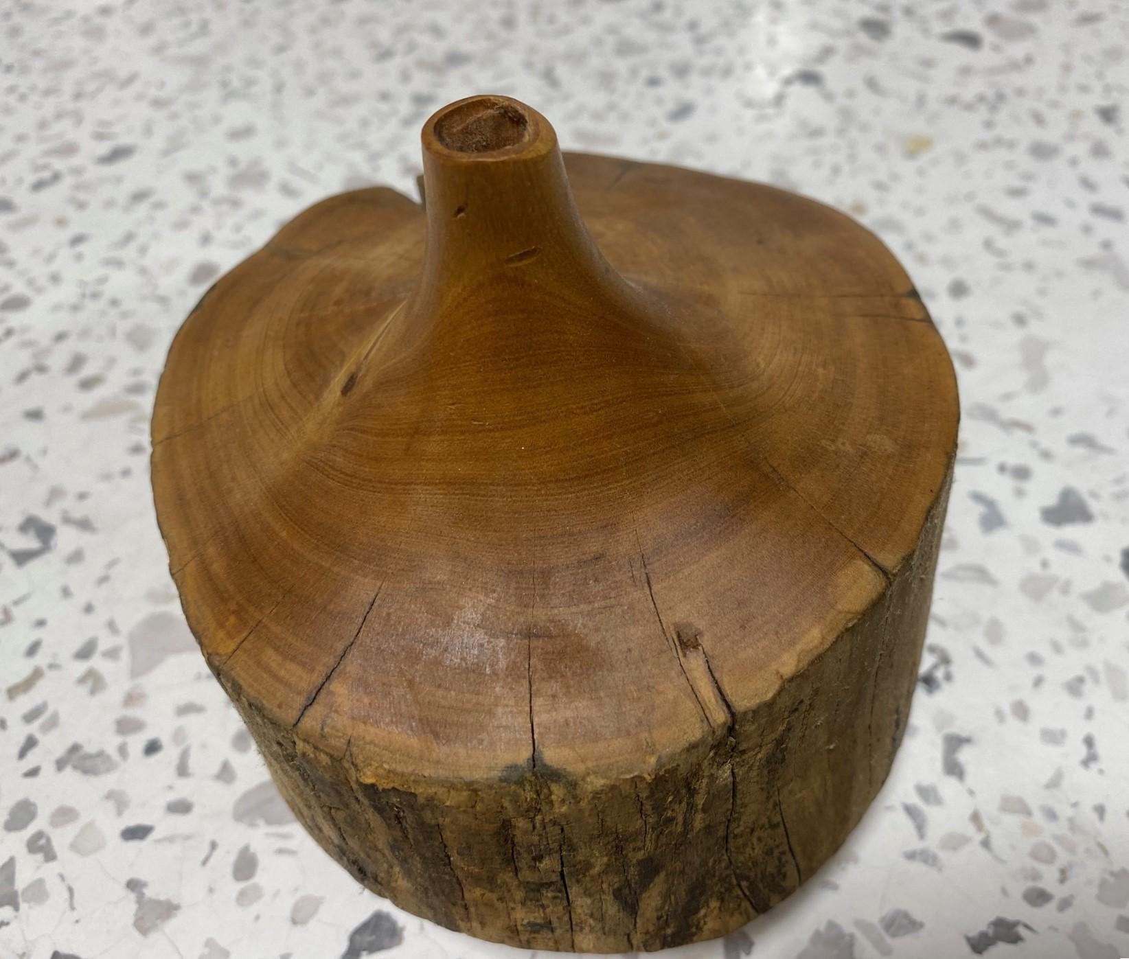 Hand-Carved Doug Ayers Signed California Artist Midcentury Organic Wood Turned Vase Sculpure For Sale