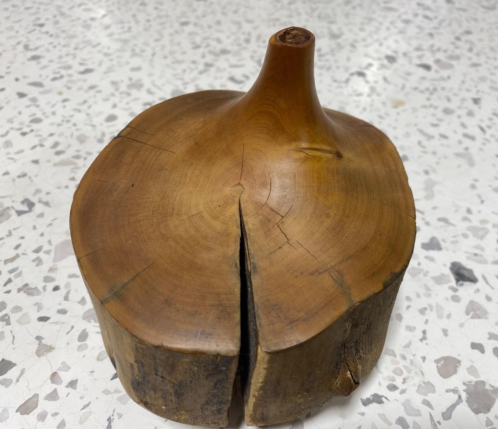 20th Century Doug Ayers Signed California Artist Midcentury Organic Wood Turned Vase Sculpure For Sale