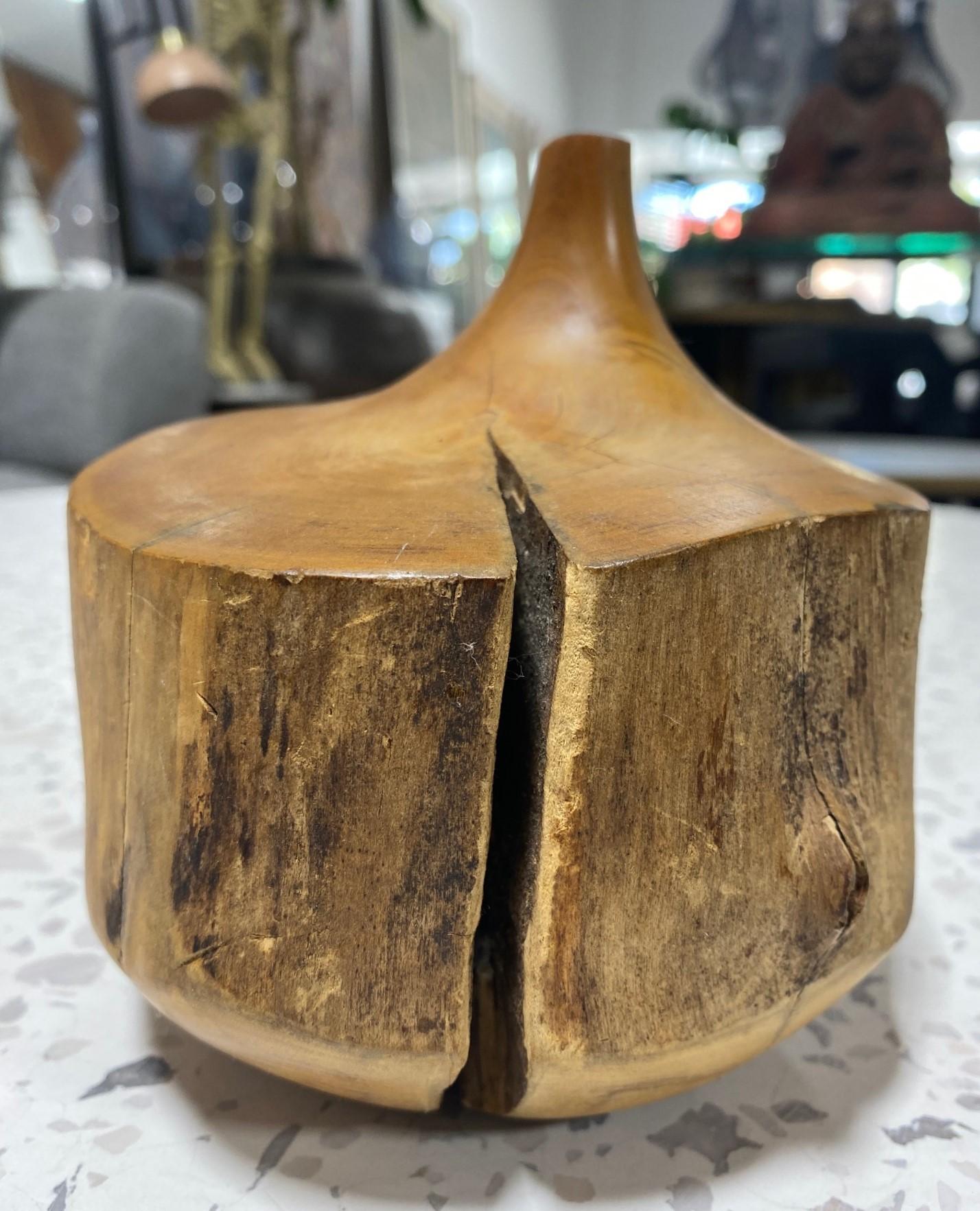 Doug Ayers Signed California Artist Midcentury Organic Wood Turned Vase Sculpure For Sale 1