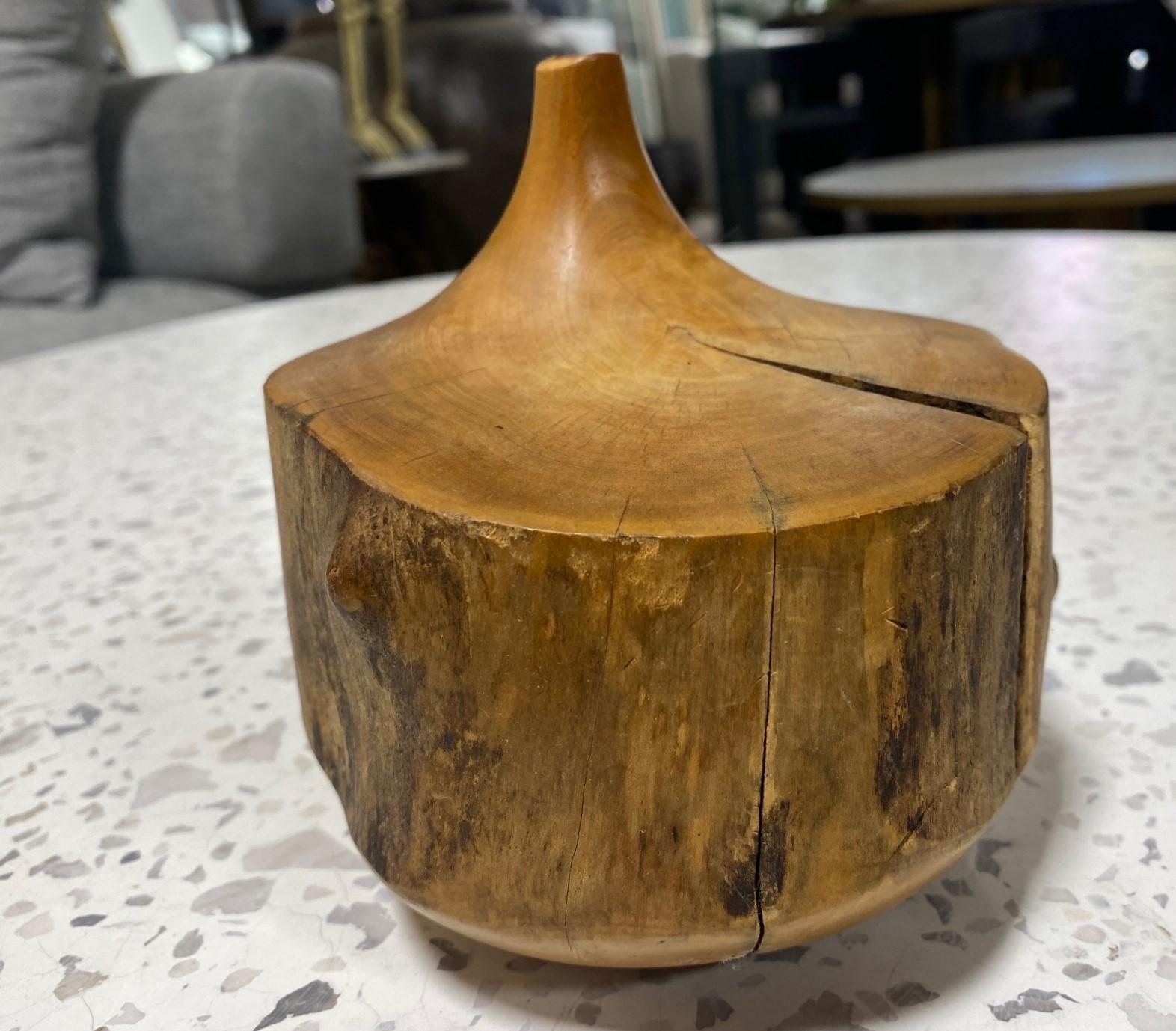 Doug Ayers Signed California Artist Midcentury Organic Wood Turned Vase Sculpure For Sale 2