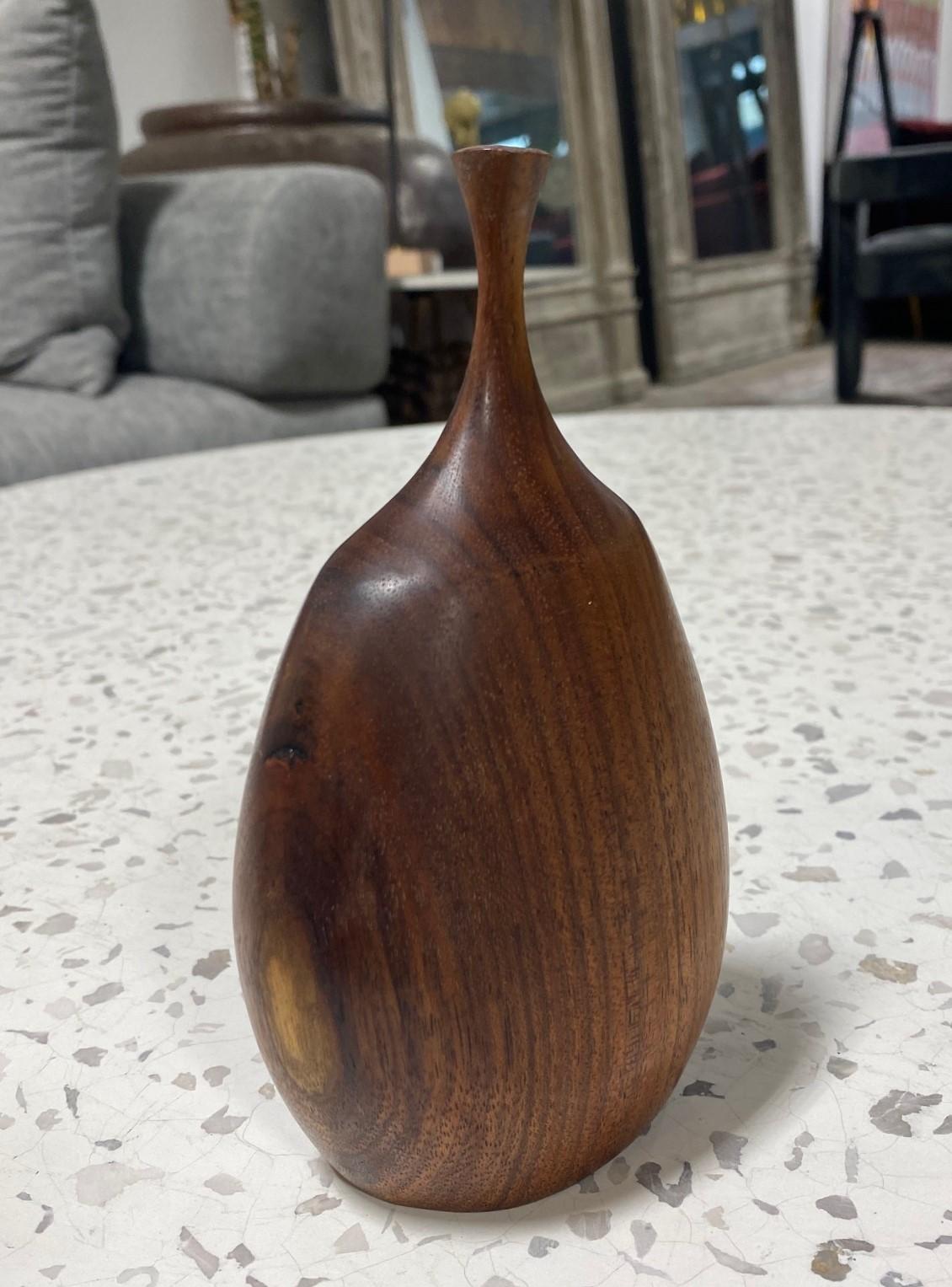Doug Ayers Signed California Artist Organic Natural Wood Turned Weed Vase Vessel For Sale 3