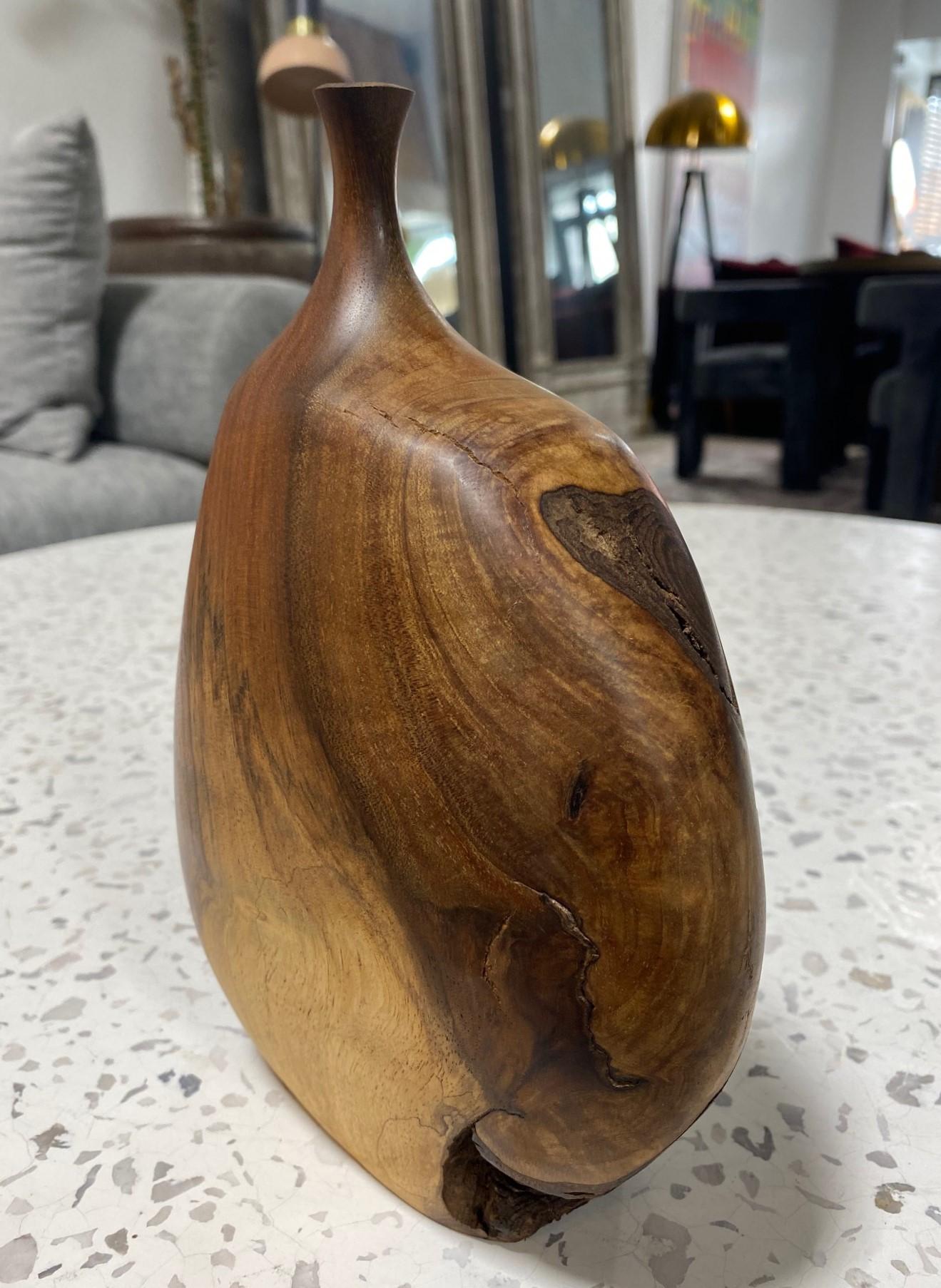 Doug Ayers Signed California Artist Organic Natural Wood Turned Weed Vase Vessel For Sale 1