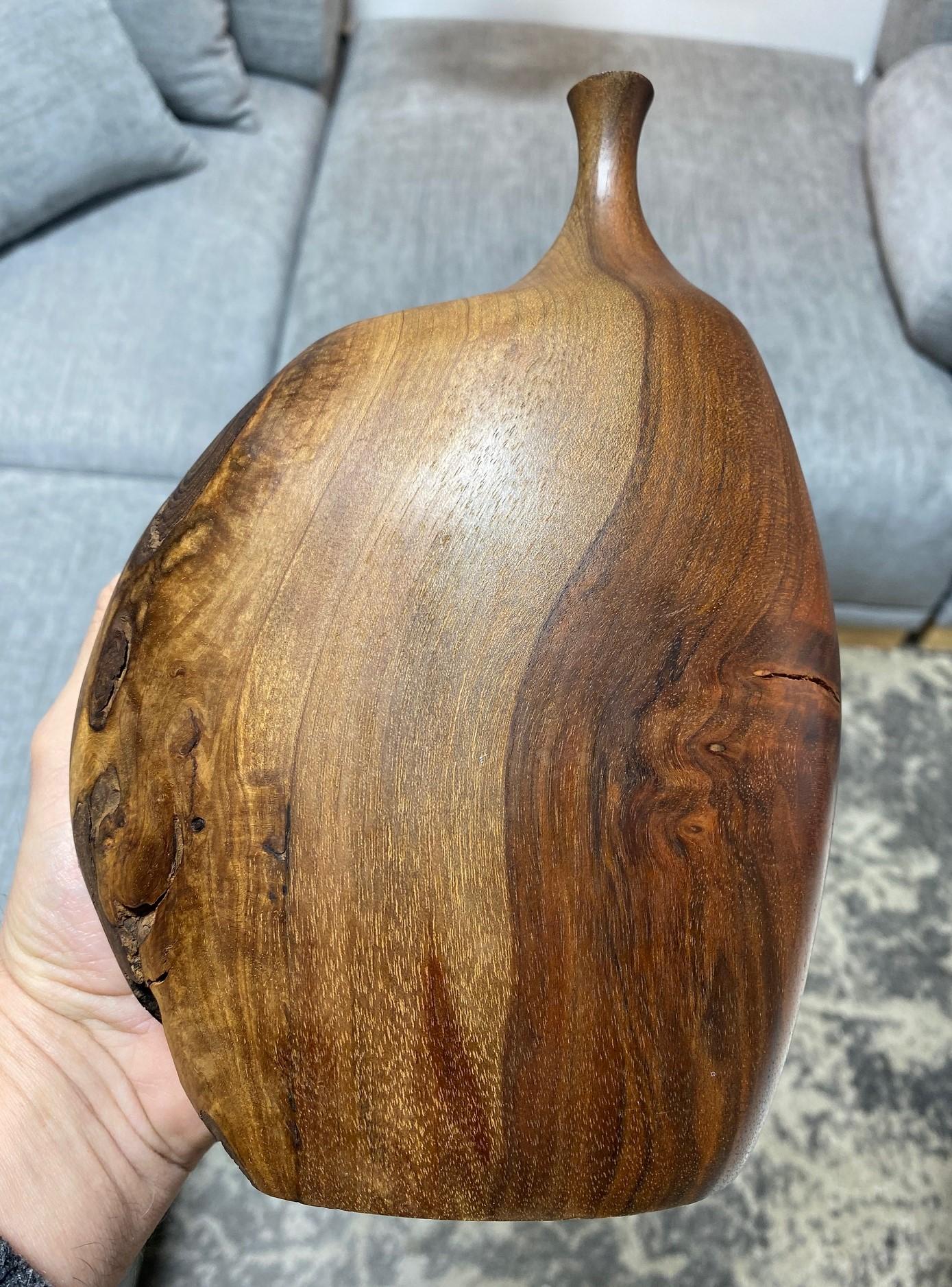 Doug Ayers Signed California Artist Organic Natural Wood Turned Weed Vase Vessel For Sale 3