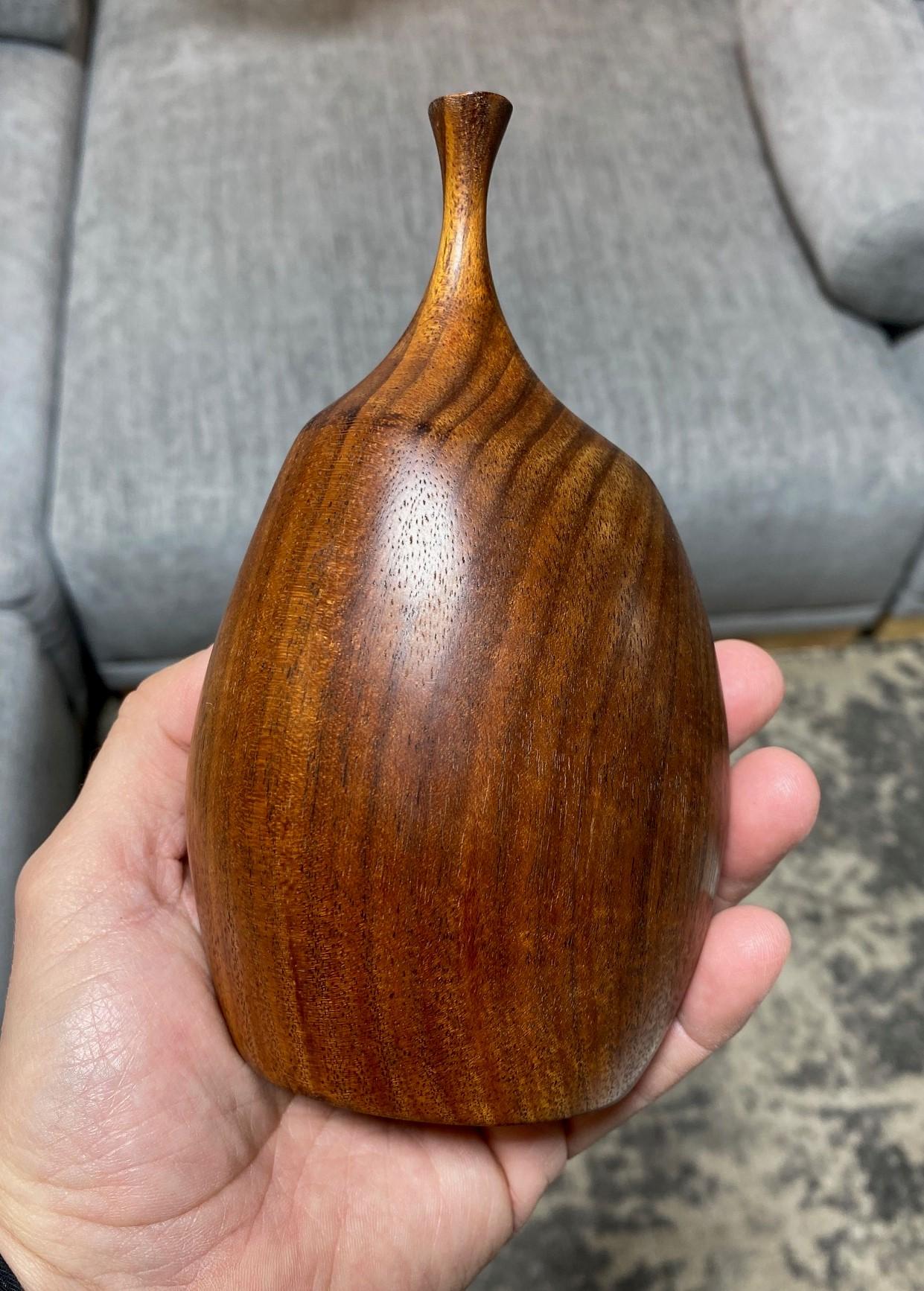 Doug Ayers Signed California Artist Organic Natural Wood Turned Weed Vase Vessel For Sale 7