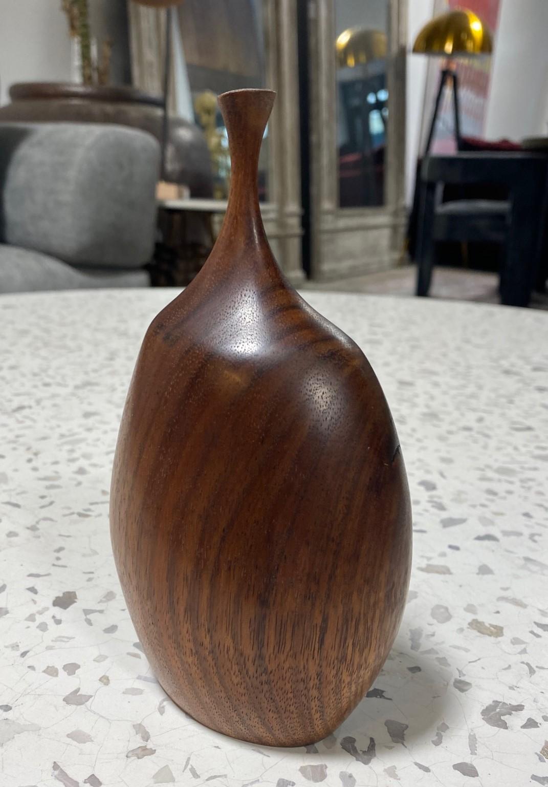 Hand-Crafted Doug Ayers Signed California Artist Organic Natural Wood Turned Weed Vase Vessel For Sale