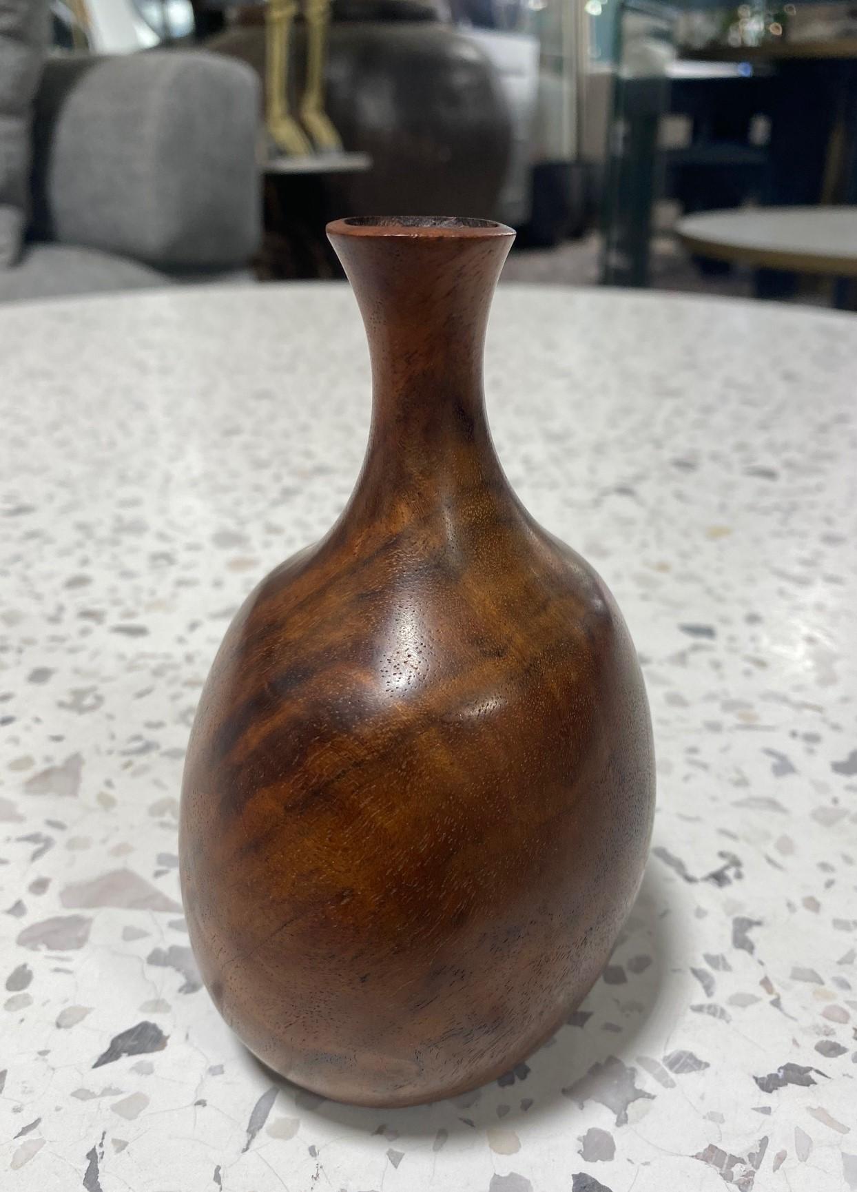 Late 20th Century Doug Ayers Signed California Artist Organic Natural Wood Turned Weed Vase Vessel For Sale