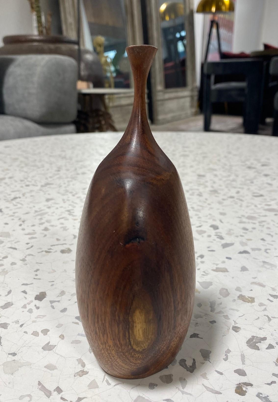 Doug Ayers Signed California Artist Organic Natural Wood Turned Weed Vase Vessel For Sale 2