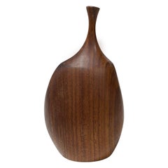 Doug Ayers Firmado Artista californiano Jarrón de madera natural orgánica torneada Jarrón de hierba