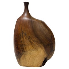 Retro Doug Ayers Signed California Artist Organic Natural Wood Turned Weed Vase Vessel
