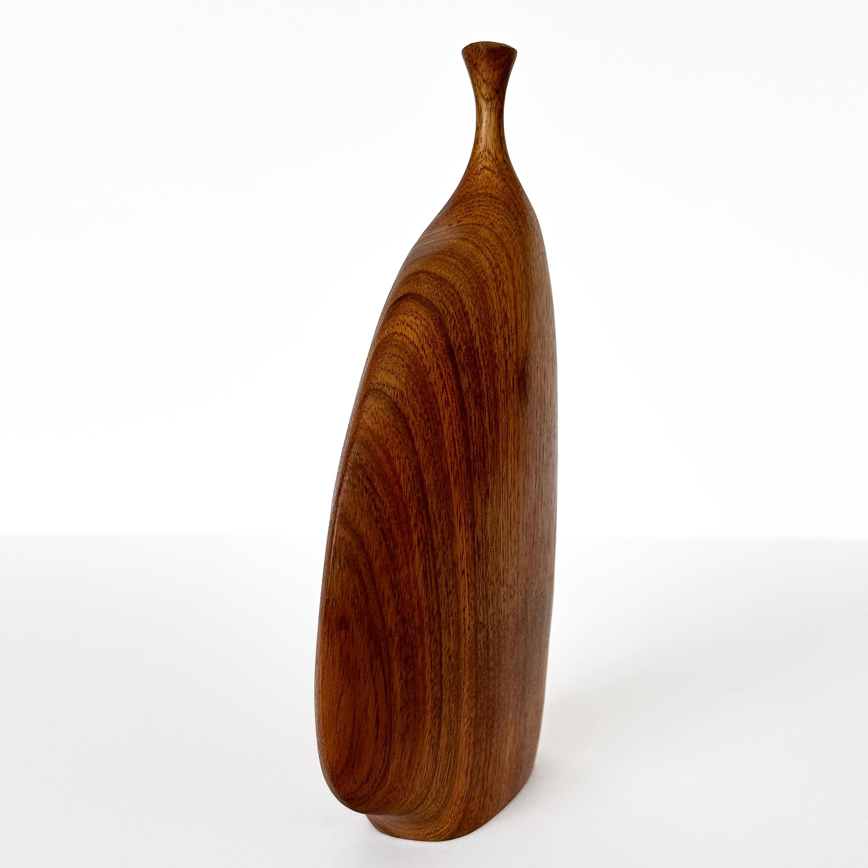 Mid-Century Modern Doug Ayers Signed Carved / Turned Wood Weed Vase