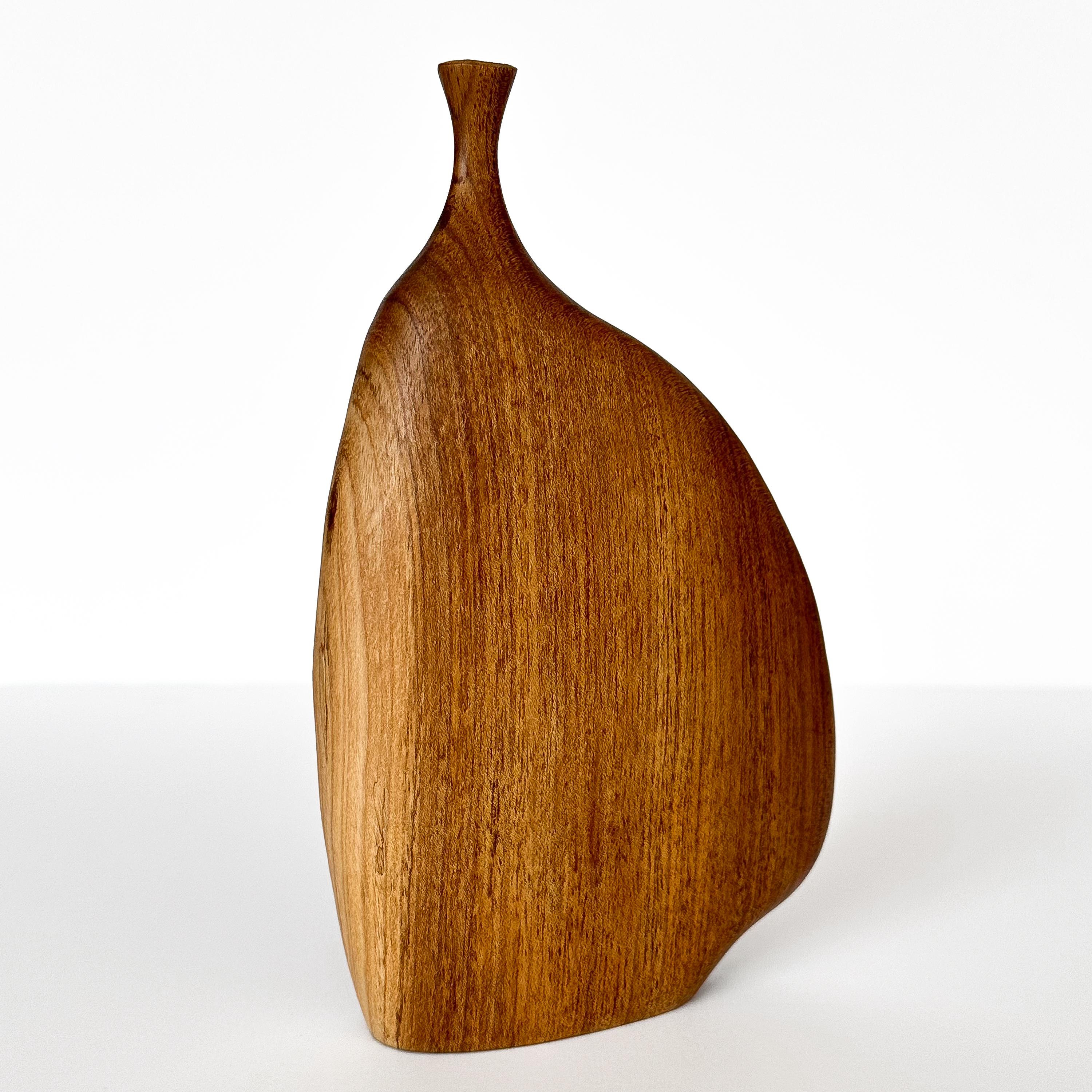 Walnut Doug Ayers Signed Carved / Turned Wood Weed Vase