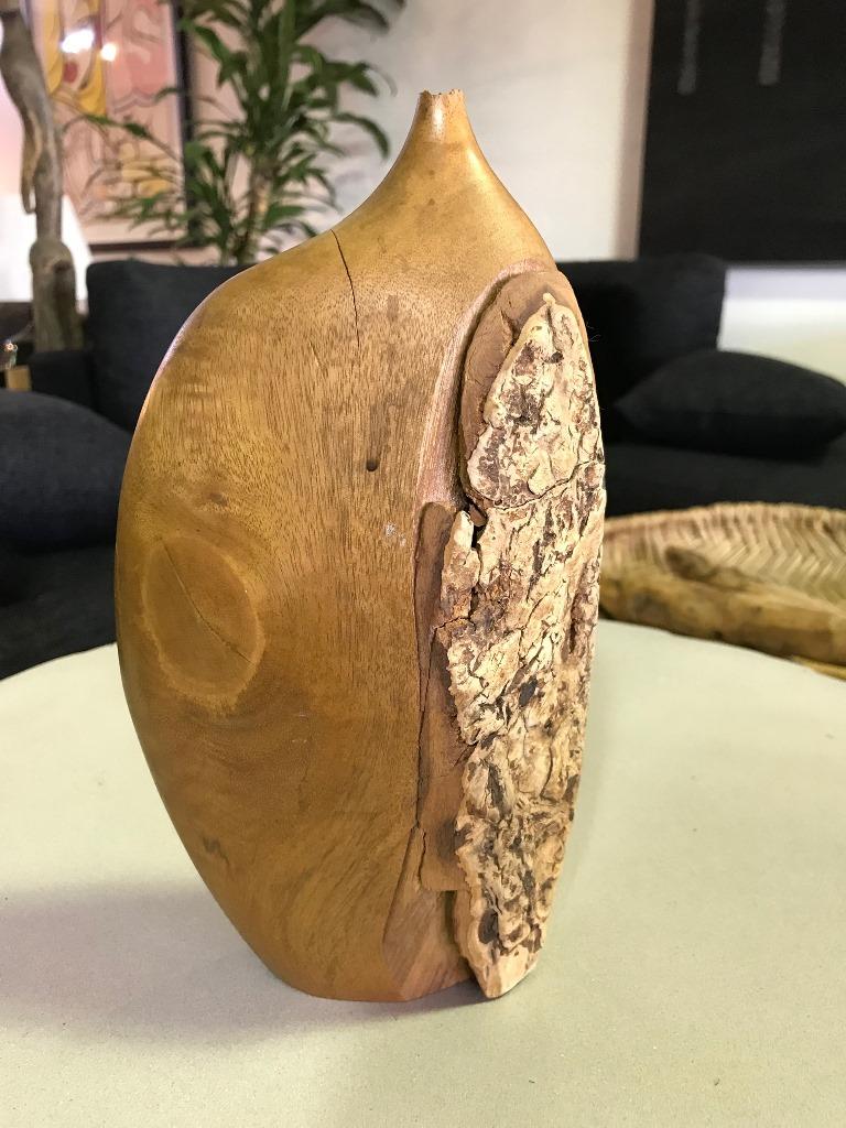 Doug Ayers Signed California Artist Large Organic Wood Turned Weed Vase For Sale 2
