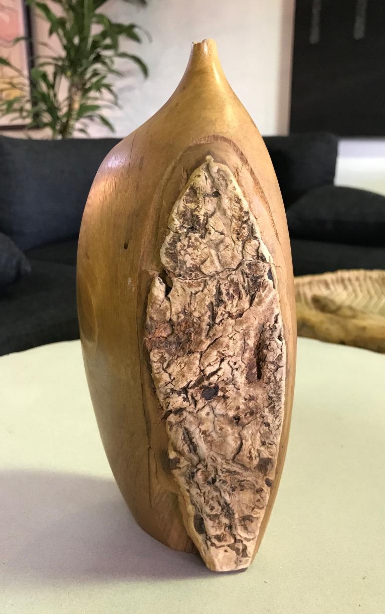 Doug Ayers Signed California Artist Large Organic Wood Turned Weed Vase For Sale 1