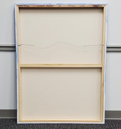 "Wild Thing" ; une peinture acrylique abstraite avec des rouges, des oranges et des bleus vibrants