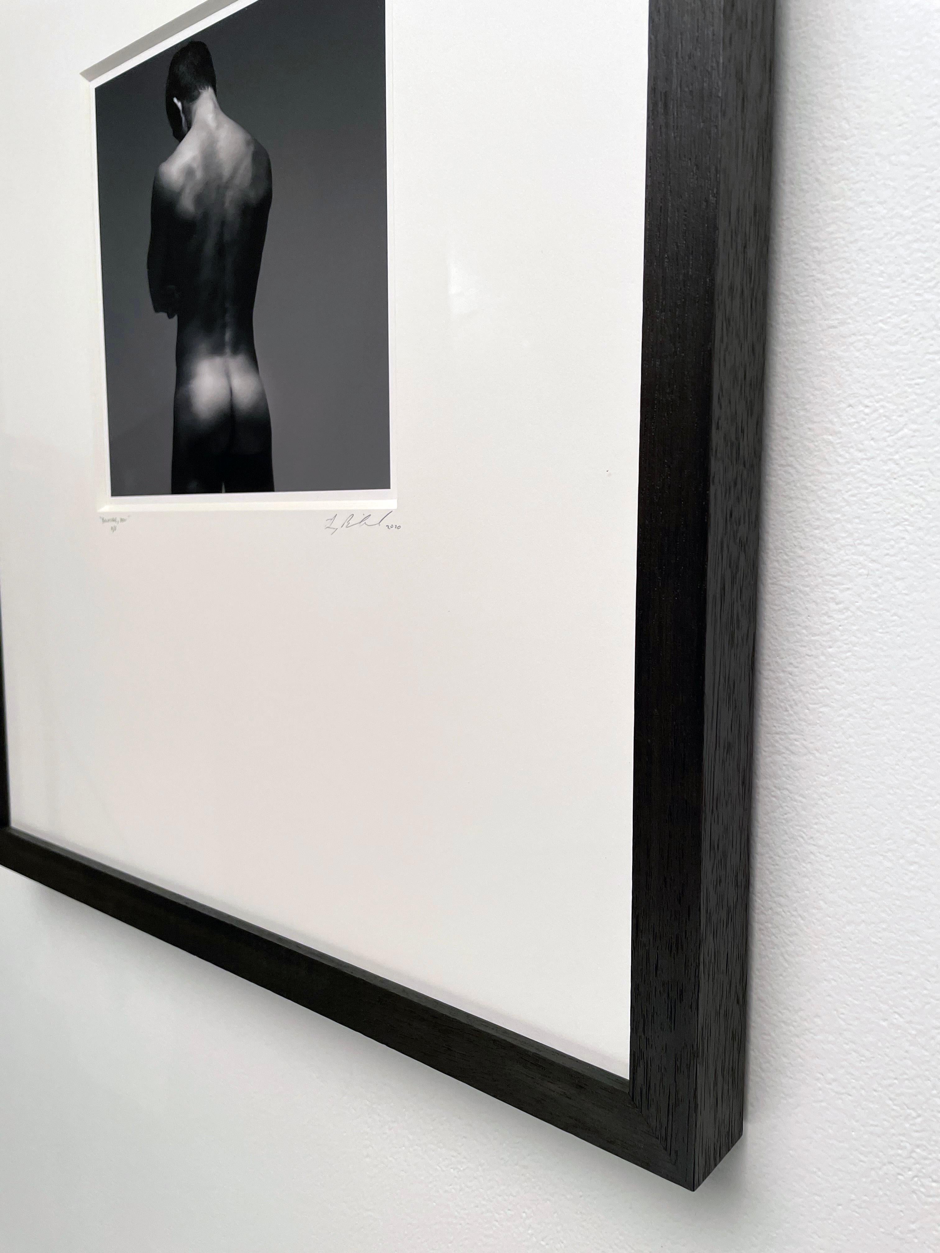 Backside, -Male Nude Torso, Black and White Photograph, Matted and Framed For Sale 1