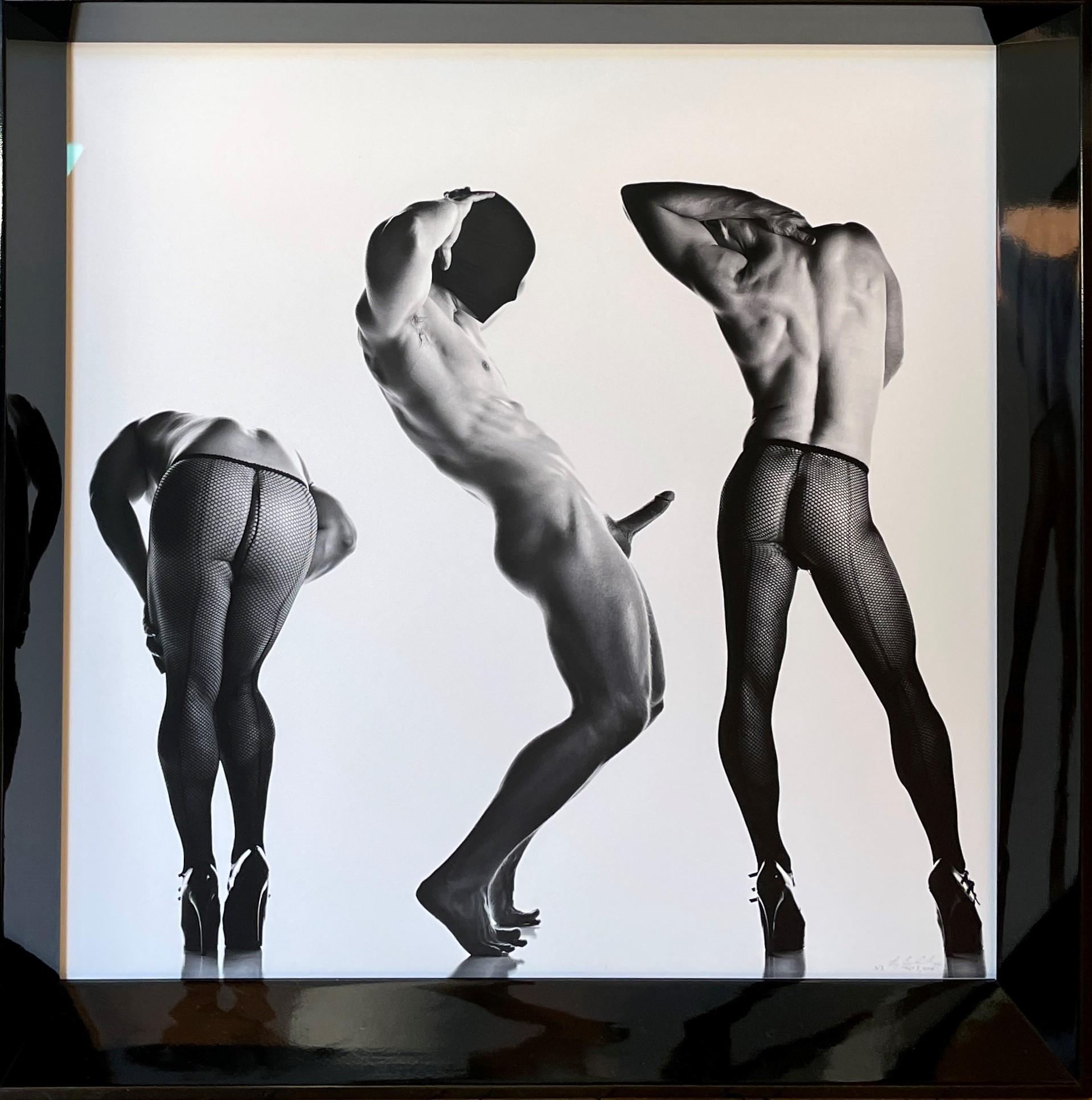 Sex 3 - Erotic Male Photo, Fishnet Stockings and High Heals, Framed - Photograph by Doug Birkenheuer