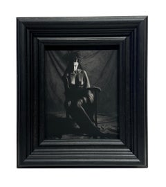 Somber Woman, 1992 - Nude Female, Seated and Veiled, Black and White Photograph