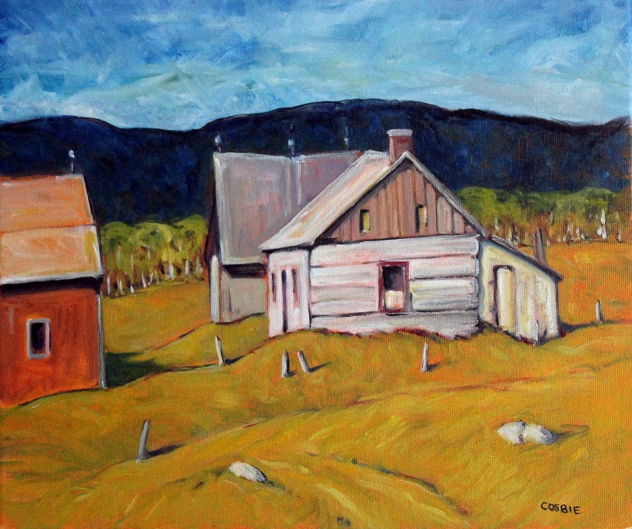 Doug Cosbie Interior Painting – Blaue Ridge Mountains Farm, Ölgemälde