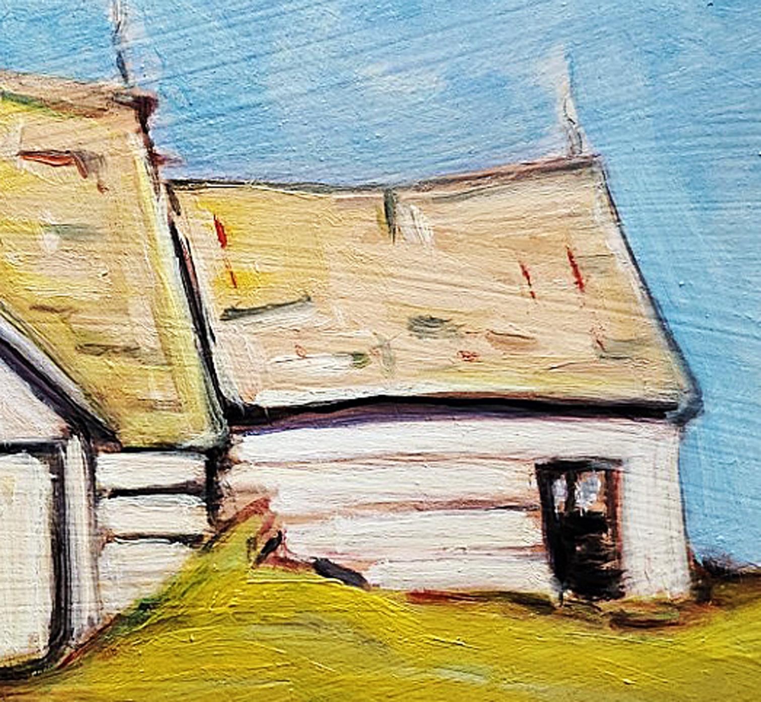 Old Log Barns near Harpers Ferry WV, Ölgemälde (Blau), Interior Painting, von Doug Cosbie