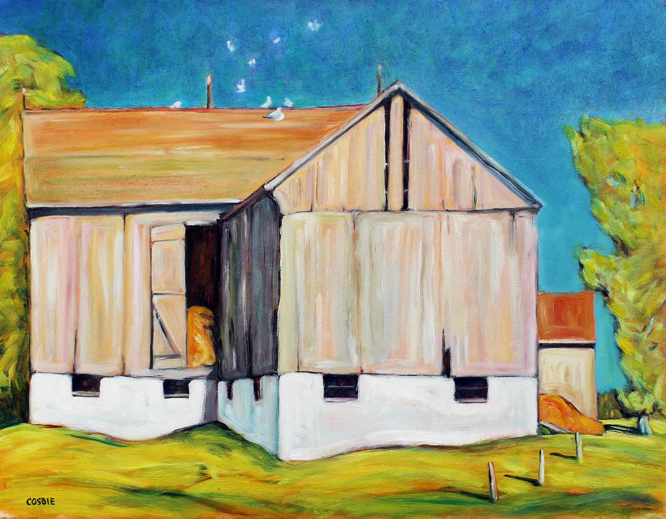 Barn Dairy Barn de Pennsylvanie, peinture à l'huile - Art de Doug Cosbie