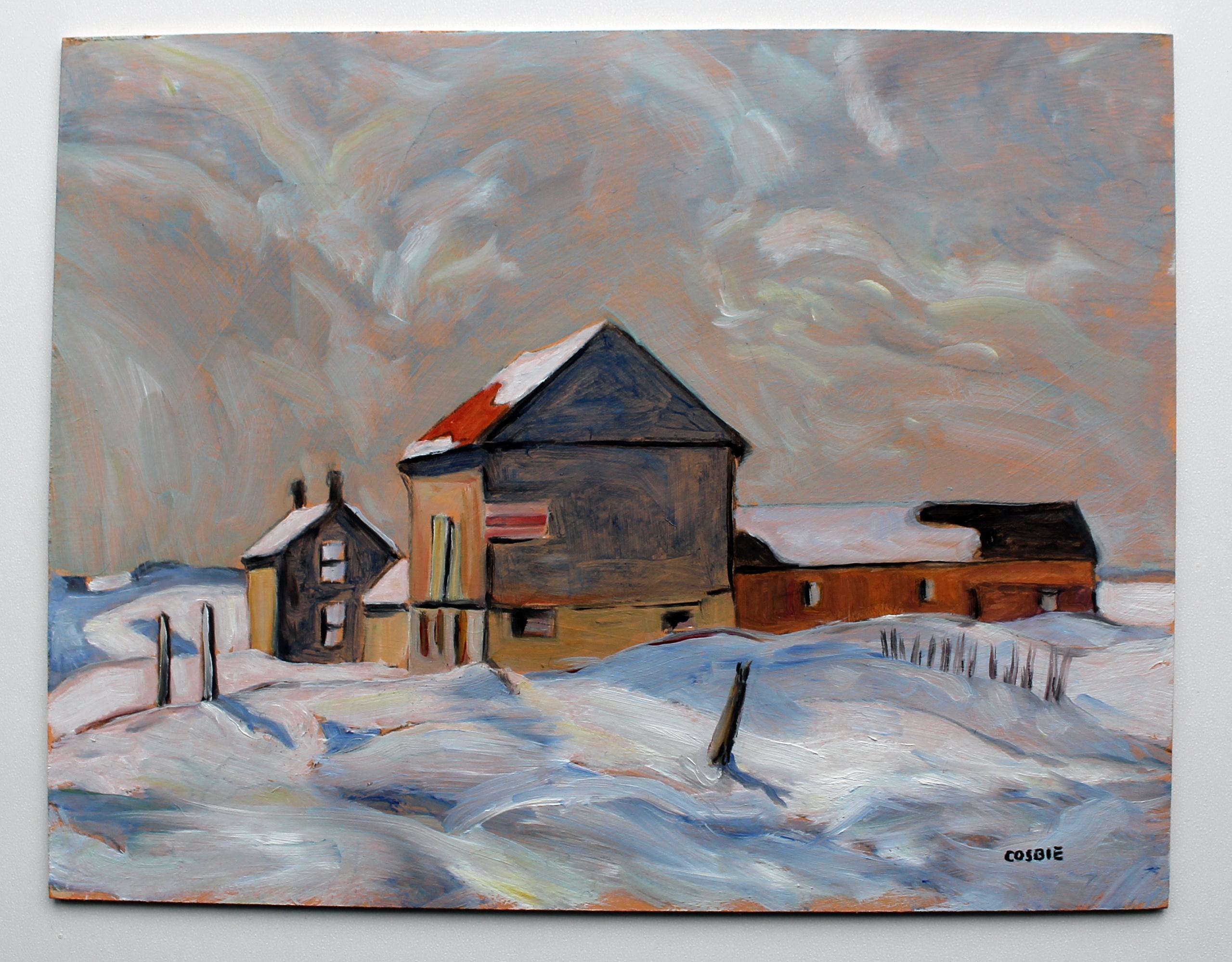 Winter Light, St Lawrence County, New York, Oil Painting - Abstract Impressionist Art by Doug Cosbie