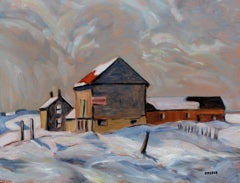 Lampe d'hiver, comté de St Lawrence, New York, peinture à l'huile
